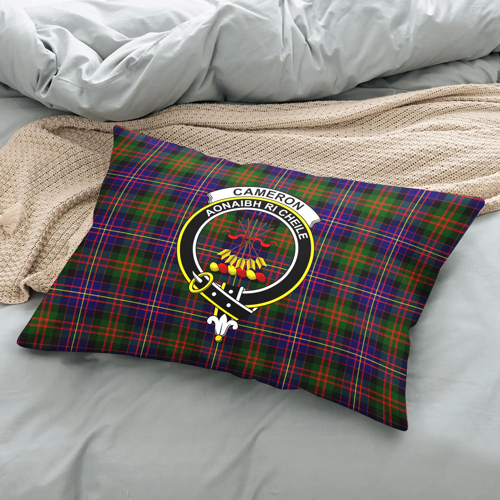 Cameron of Erracht Modern Tartan Crest Pillow Cover