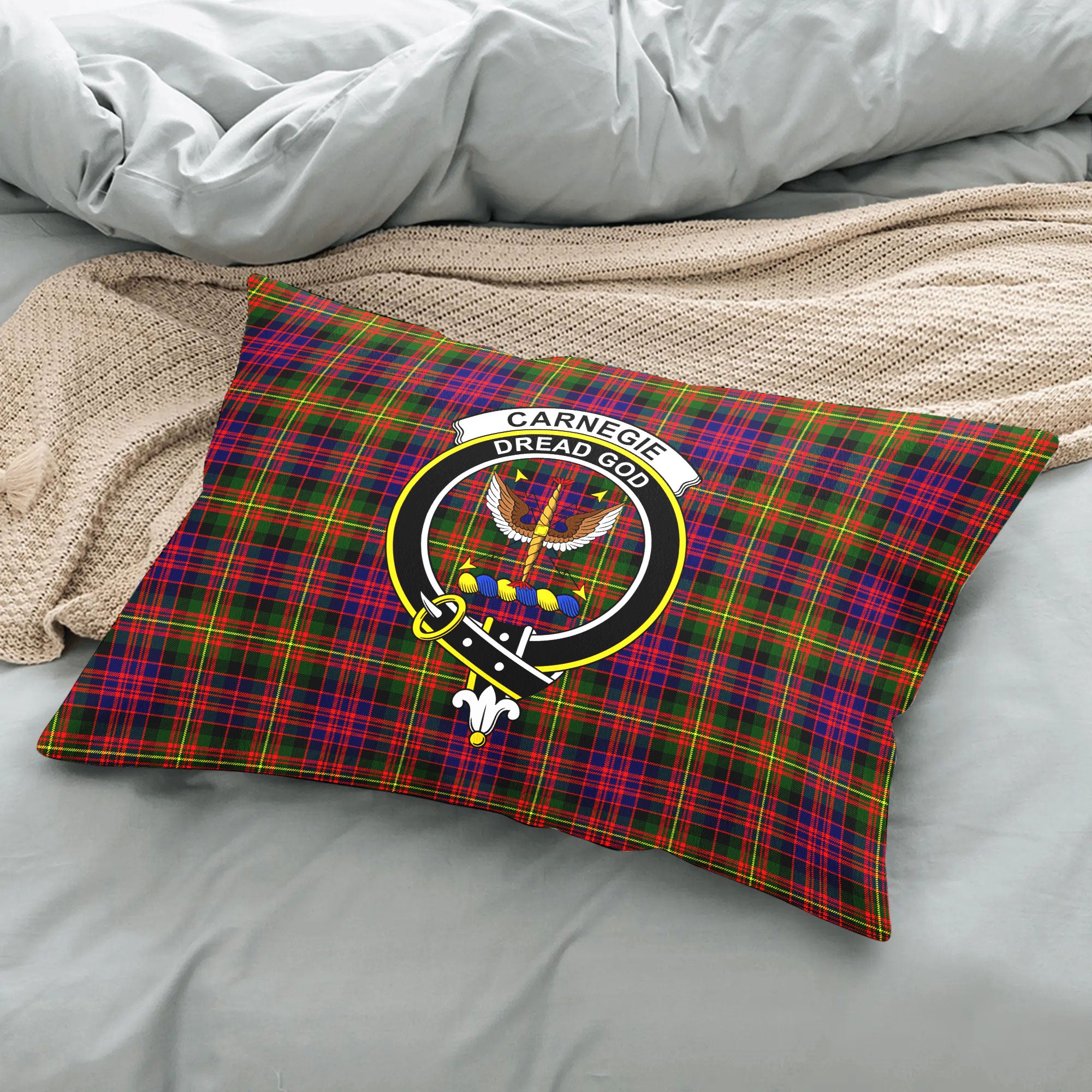 Carnegie Modern Tartan Crest Pillow Cover