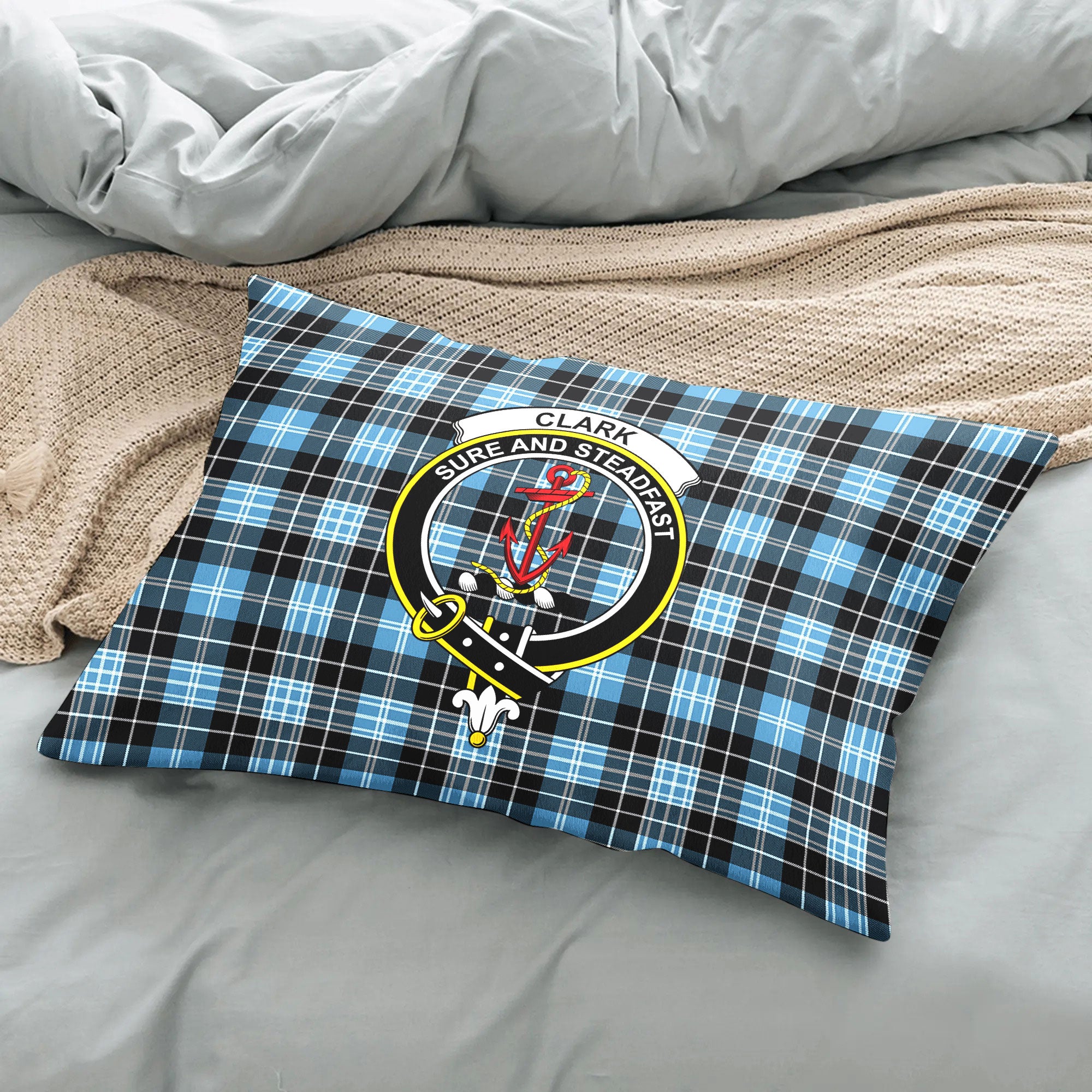 Clark Ancient Tartan Crest Pillow Cover