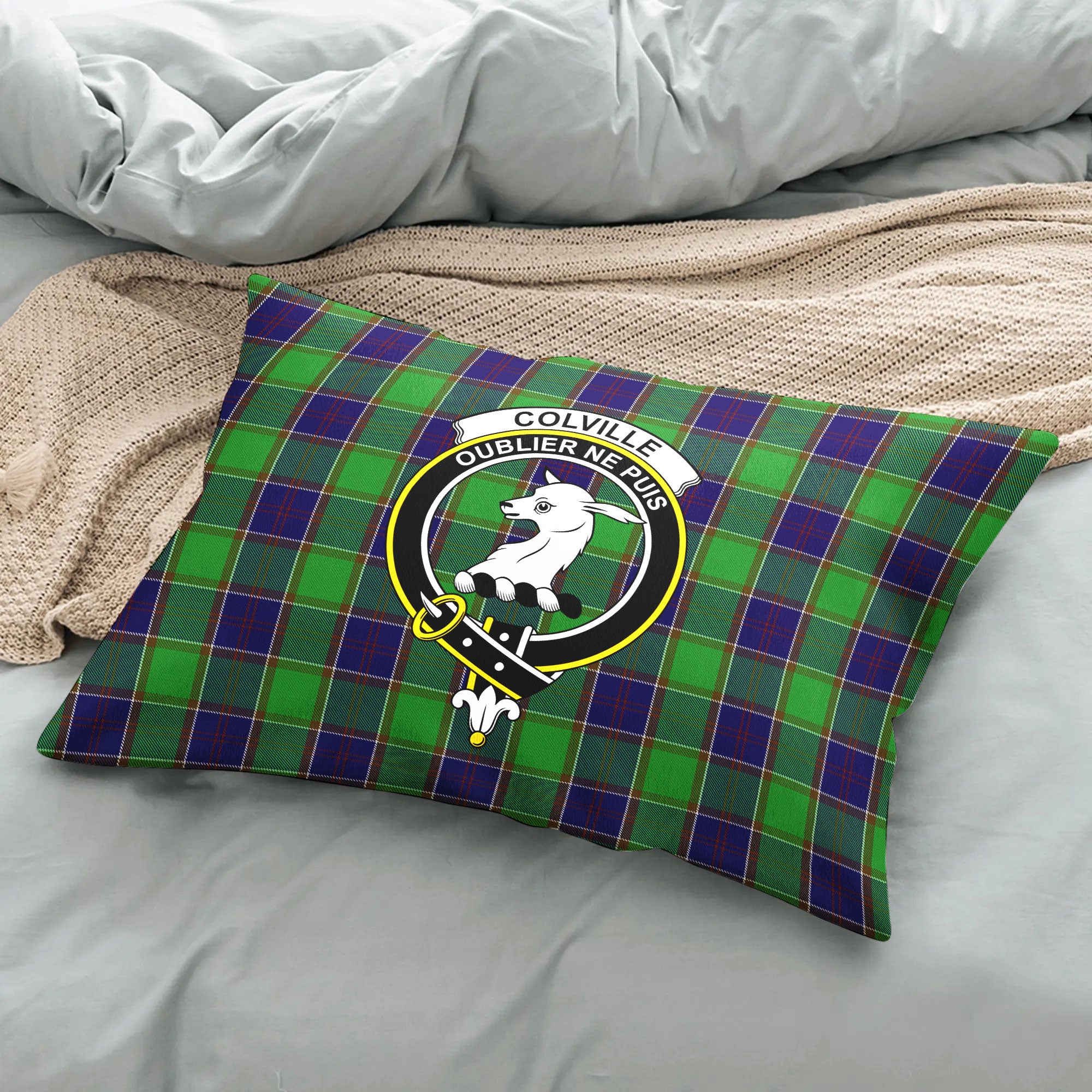 Colville Tartan Crest Pillow Cover