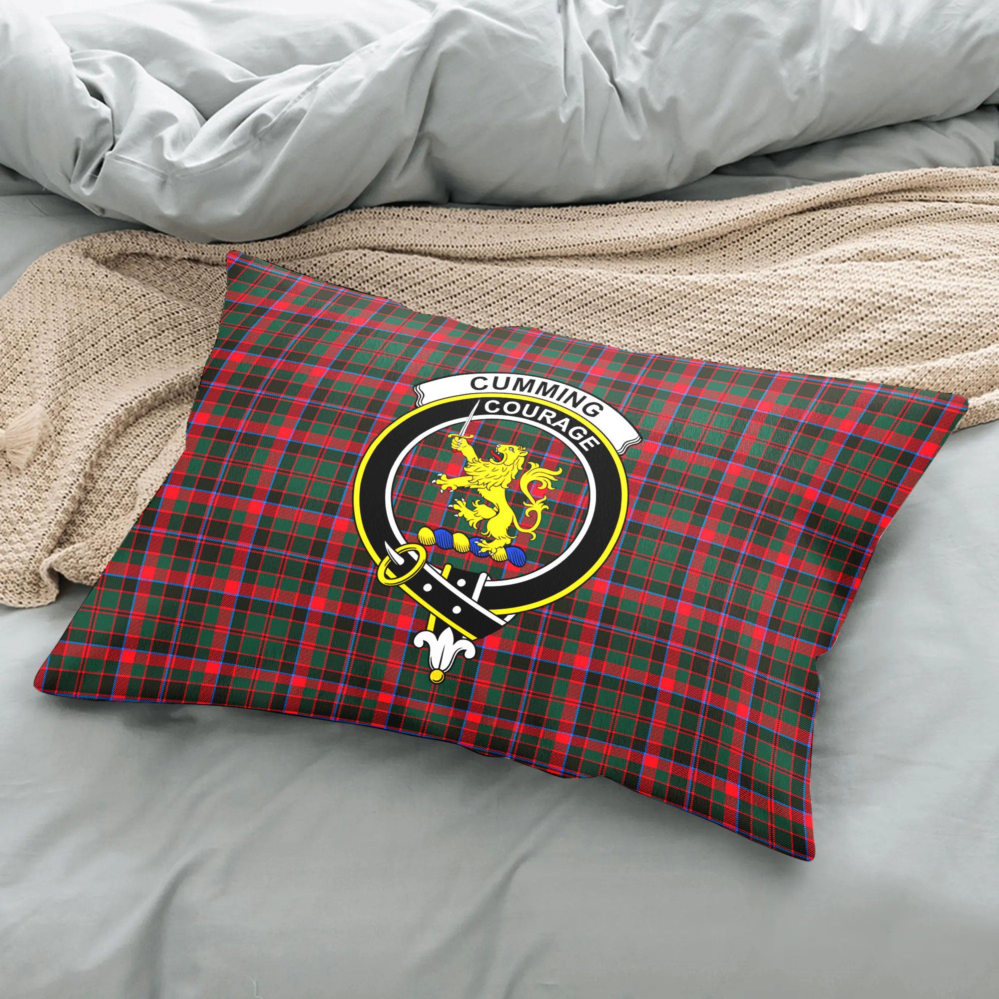 Cumming Hunting Modern Tartan Crest Pillow Cover