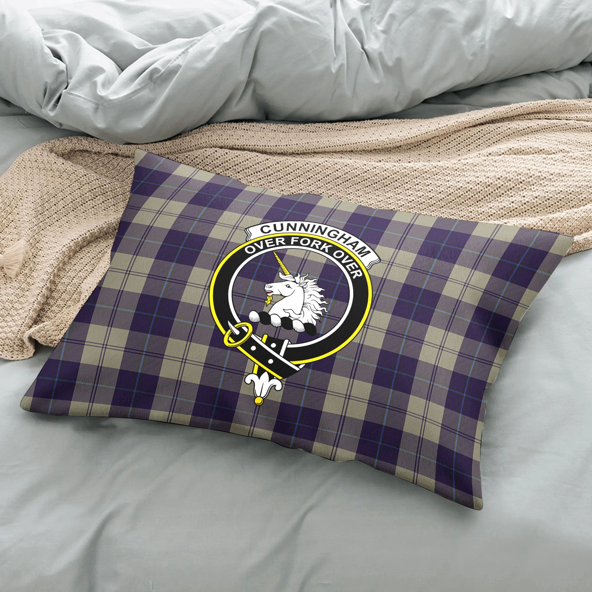 Cunningham Dress Blue Dancers Tartan Crest Pillow Cover