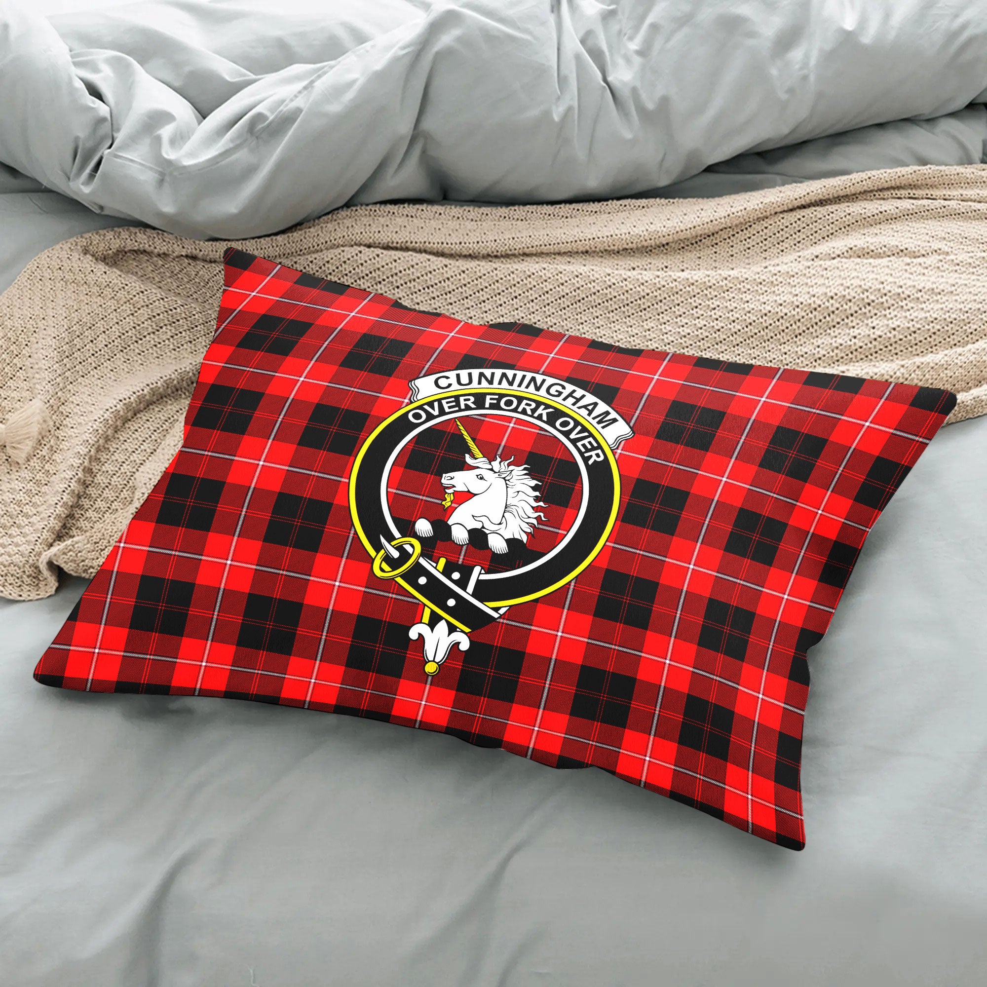 Cunningham Modern Tartan Crest Pillow Cover