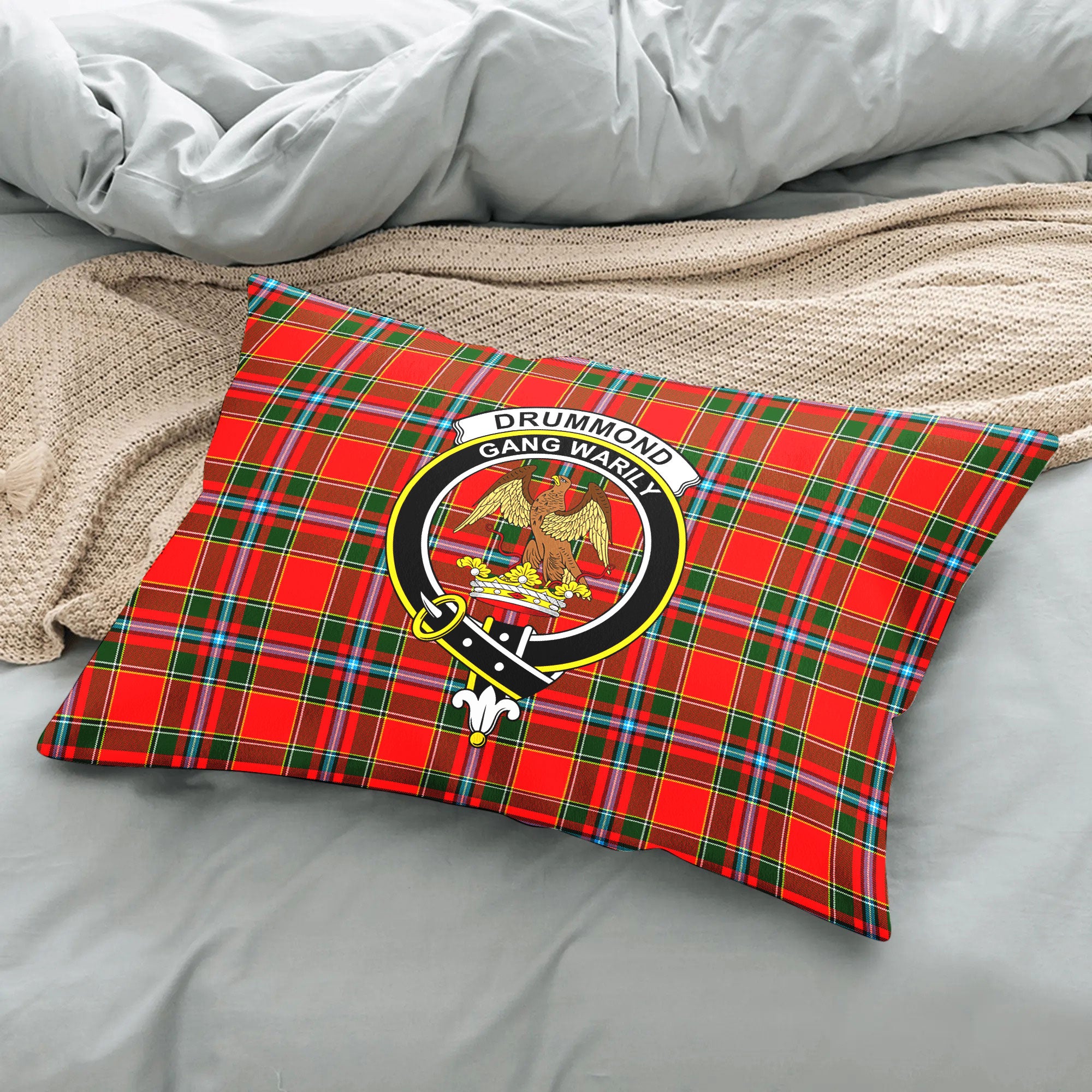 Drummond of Perth Tartan Crest Pillow Cover