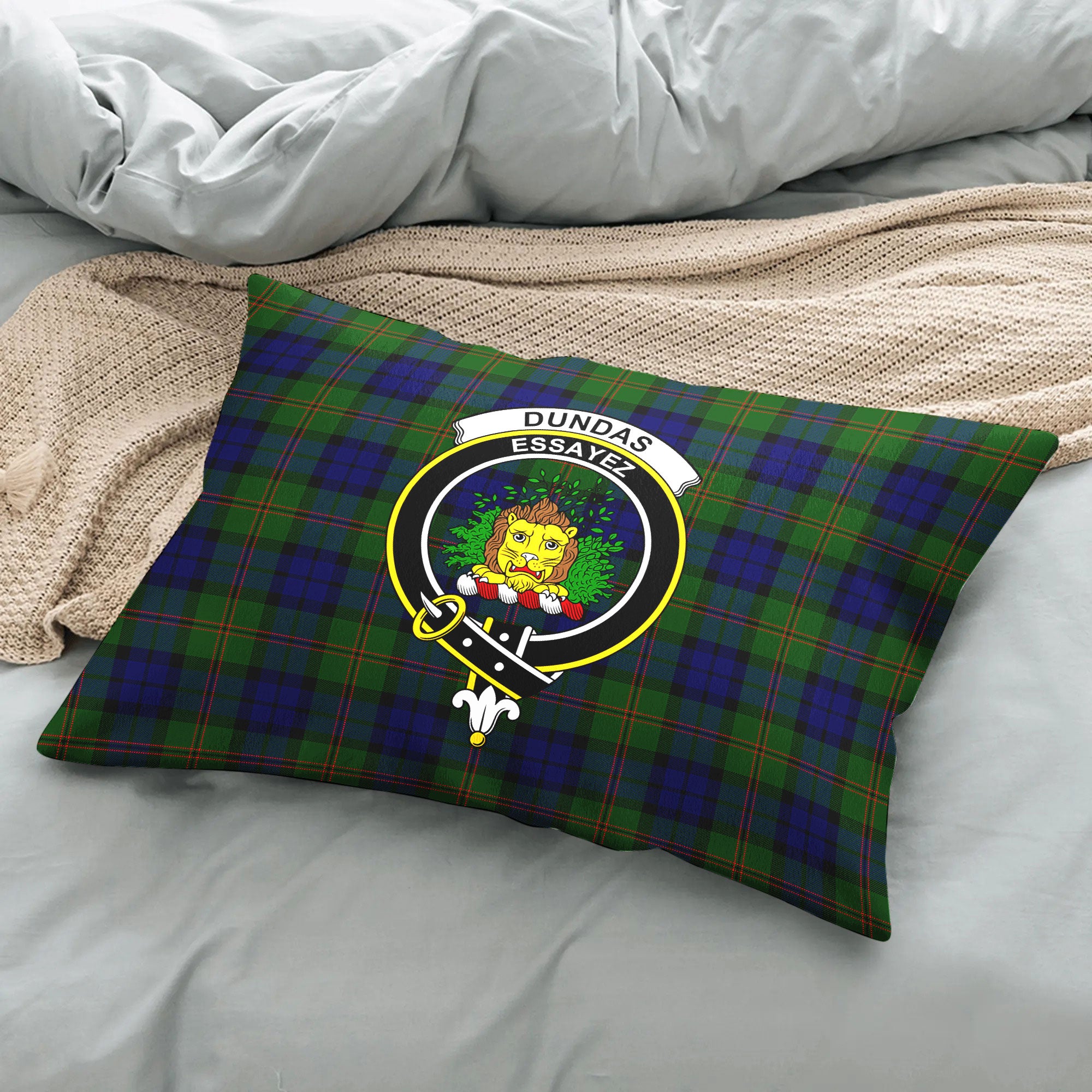 Dundas Modern Tartan Crest Pillow Cover