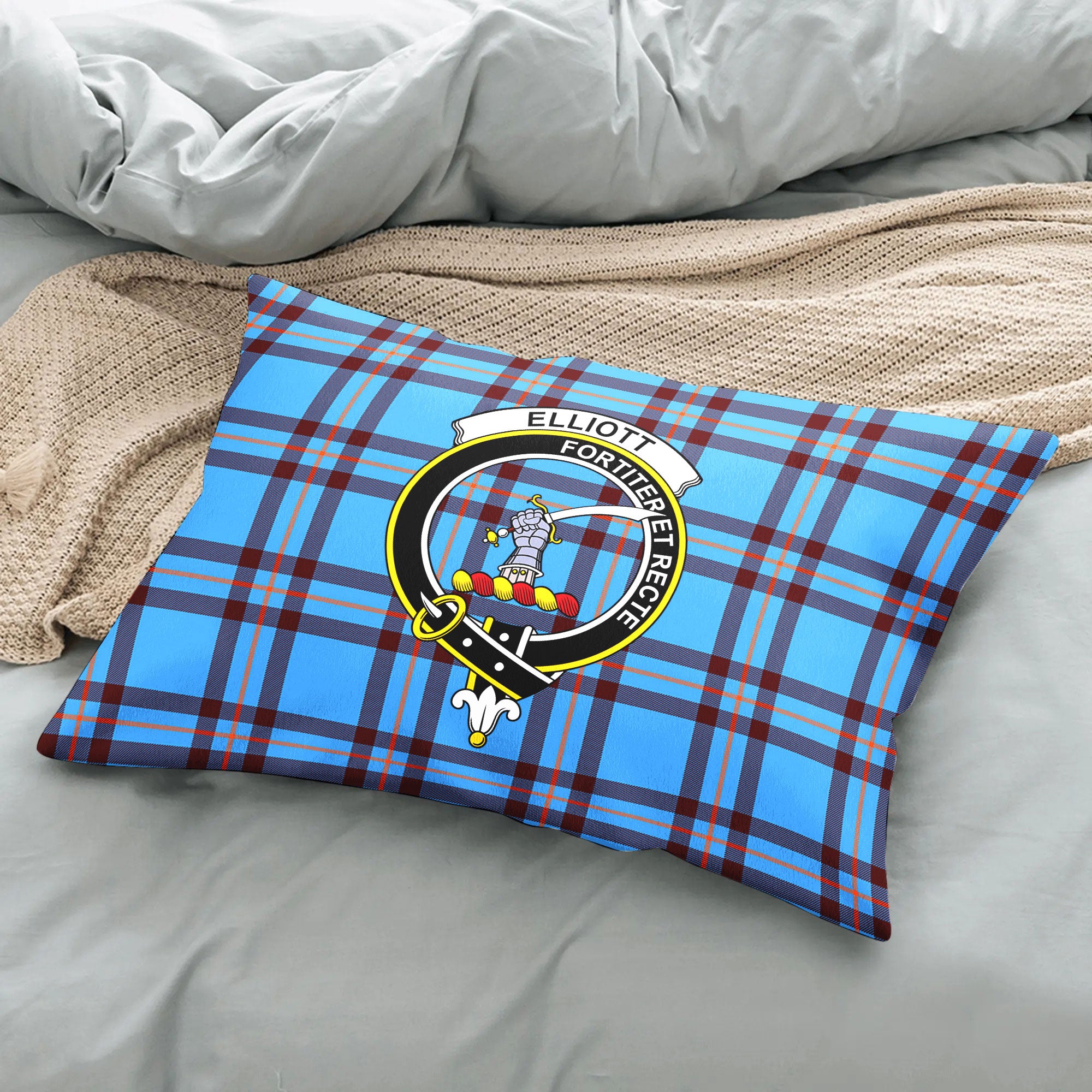 Elliott Ancient Tartan Crest Pillow Cover