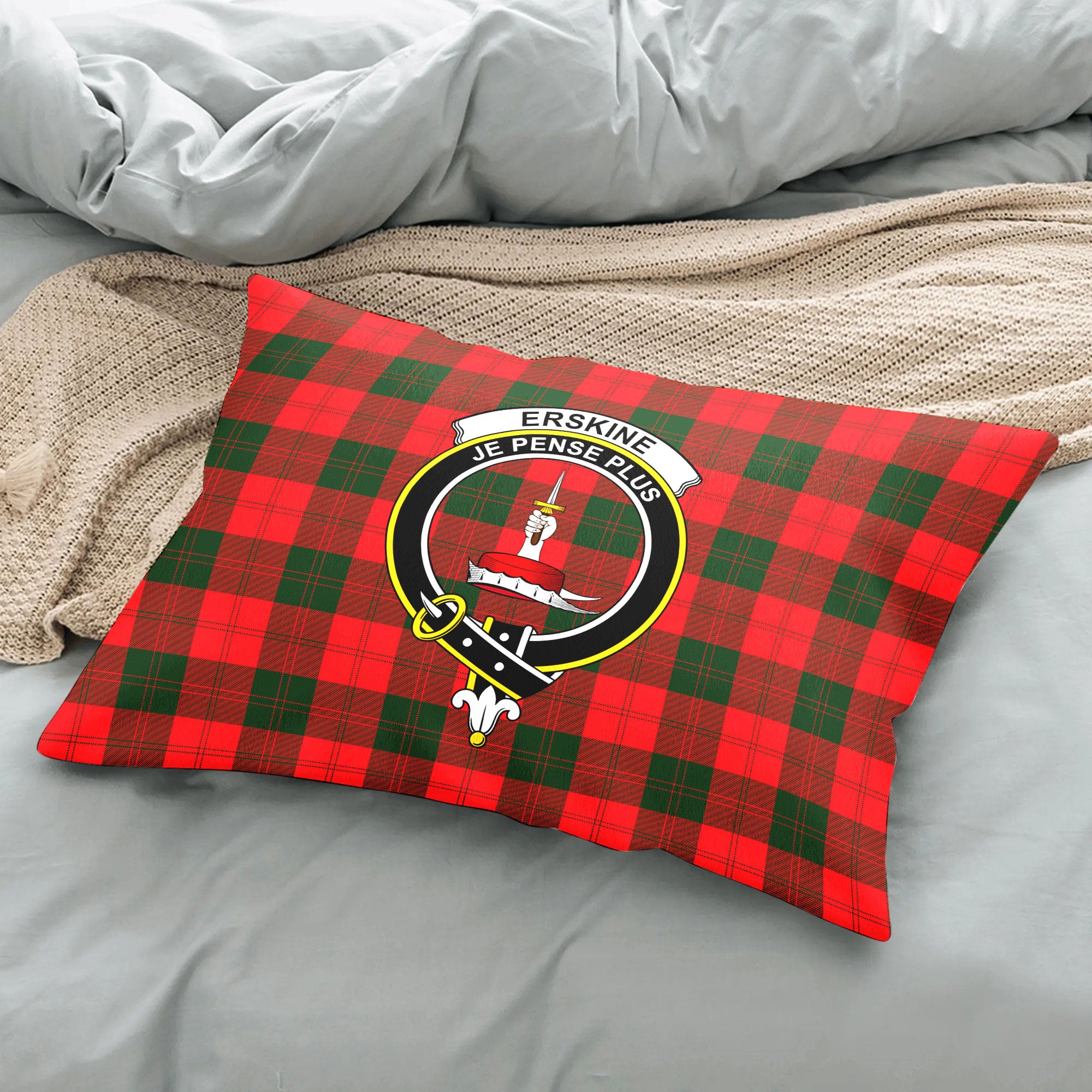 Erskine Modern Tartan Crest Pillow Cover