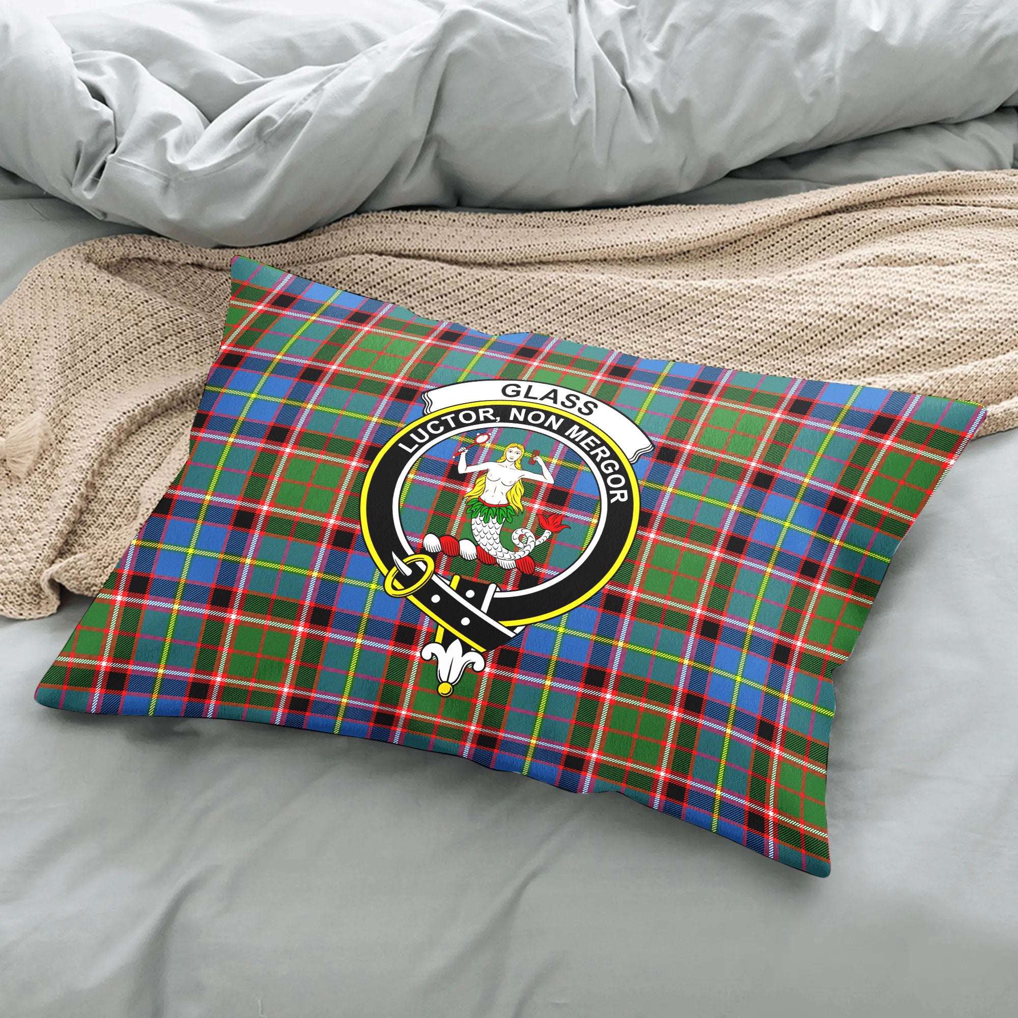 Glass Tartan Crest Pillow Cover