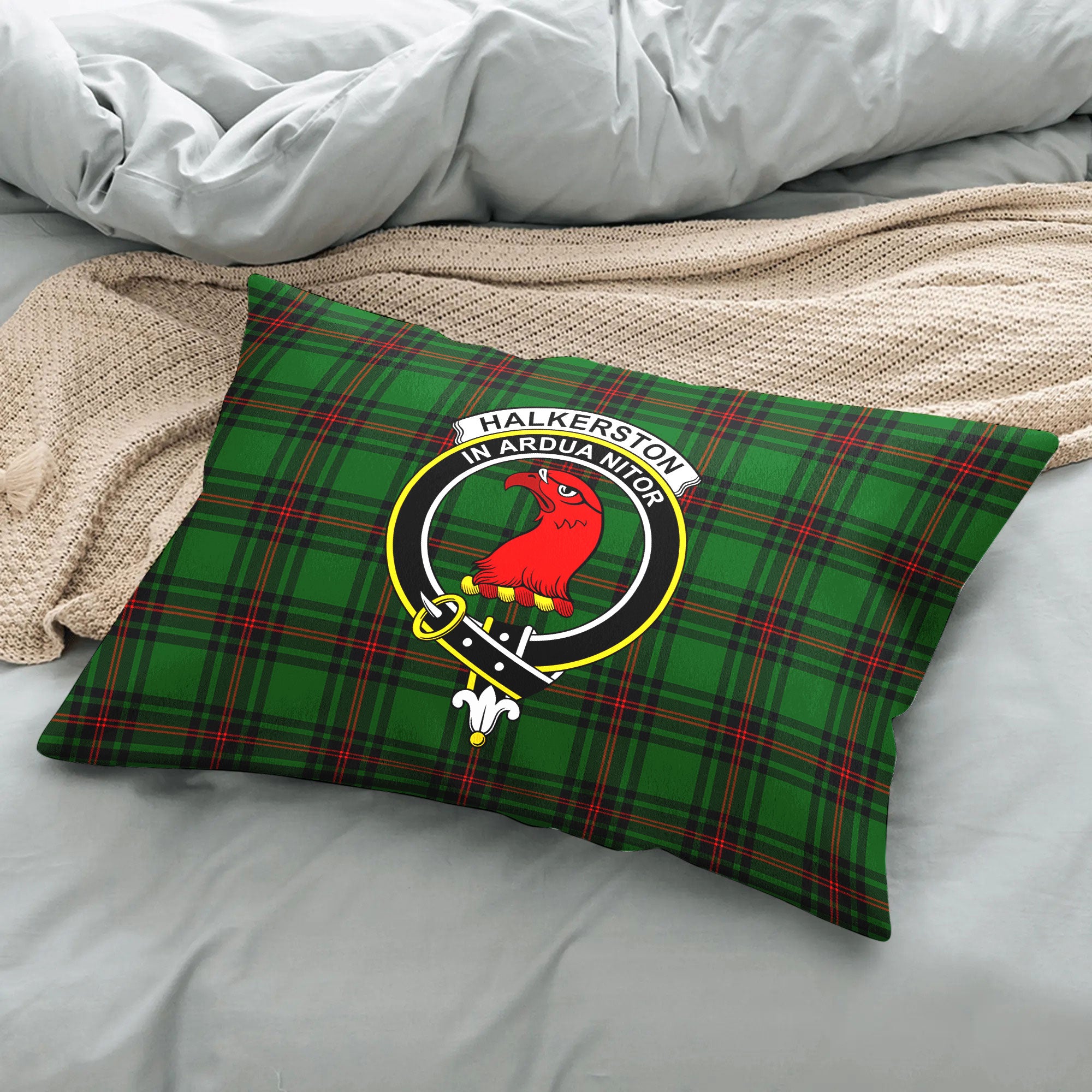 Halkerston Tartan Crest Pillow Cover