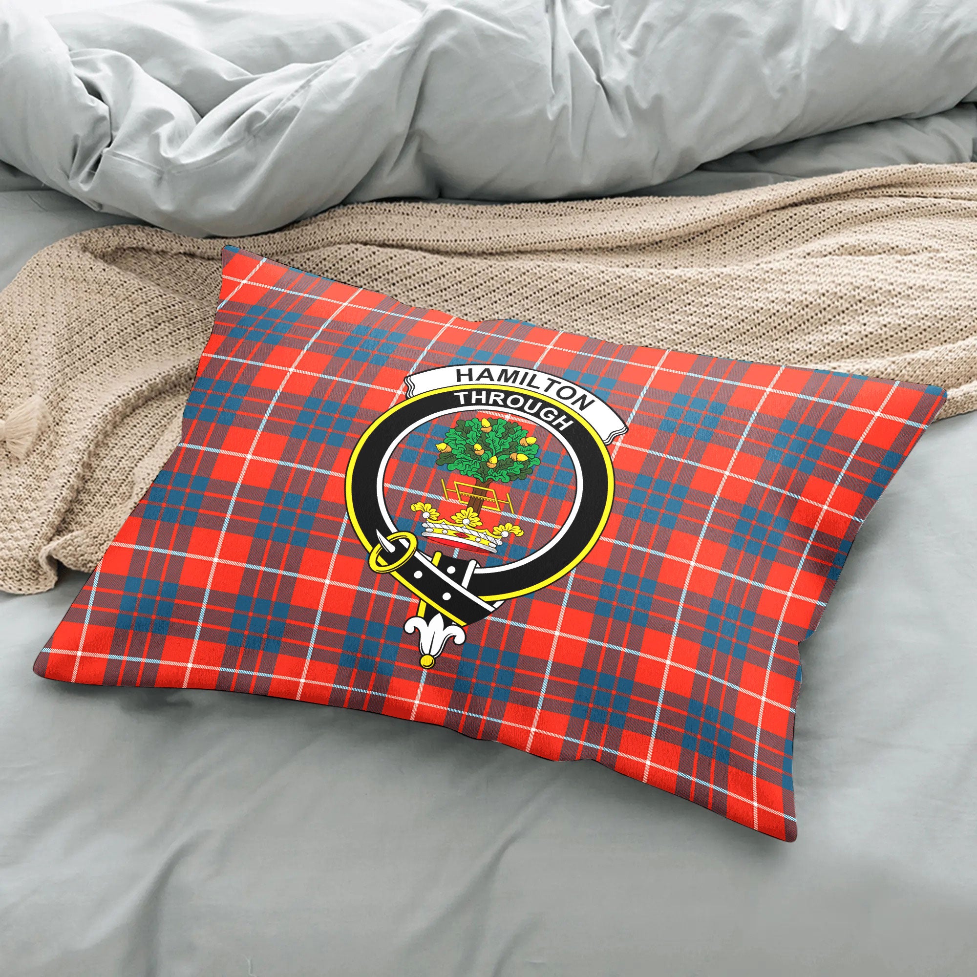 Hamilton Ancient Tartan Crest Pillow Cover