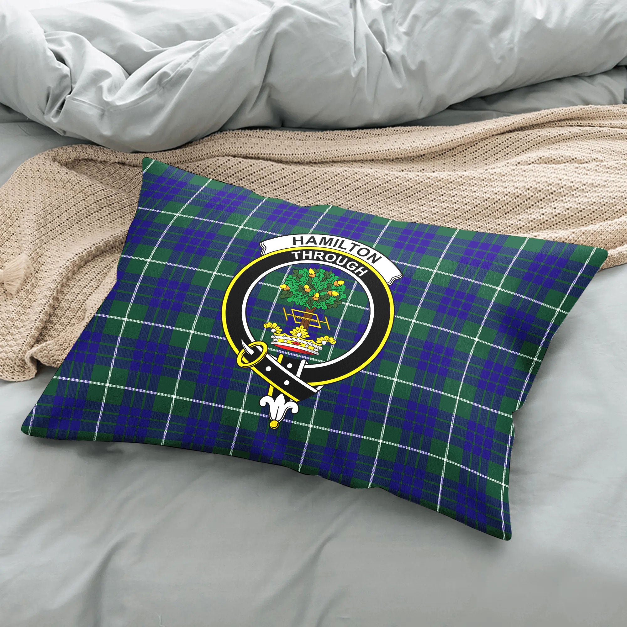 Hamilton Hunting Modern Tartan Crest Pillow Cover