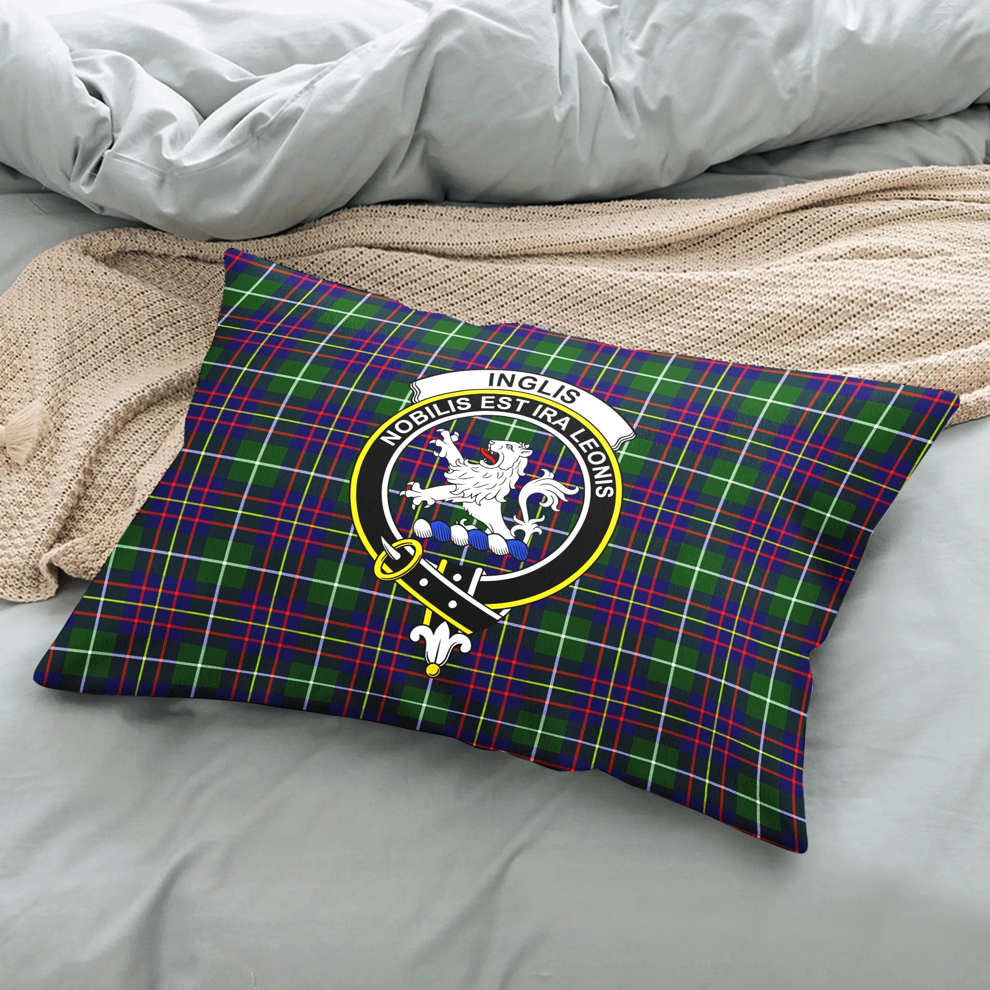 Inglis Modern Tartan Crest Pillow Cover