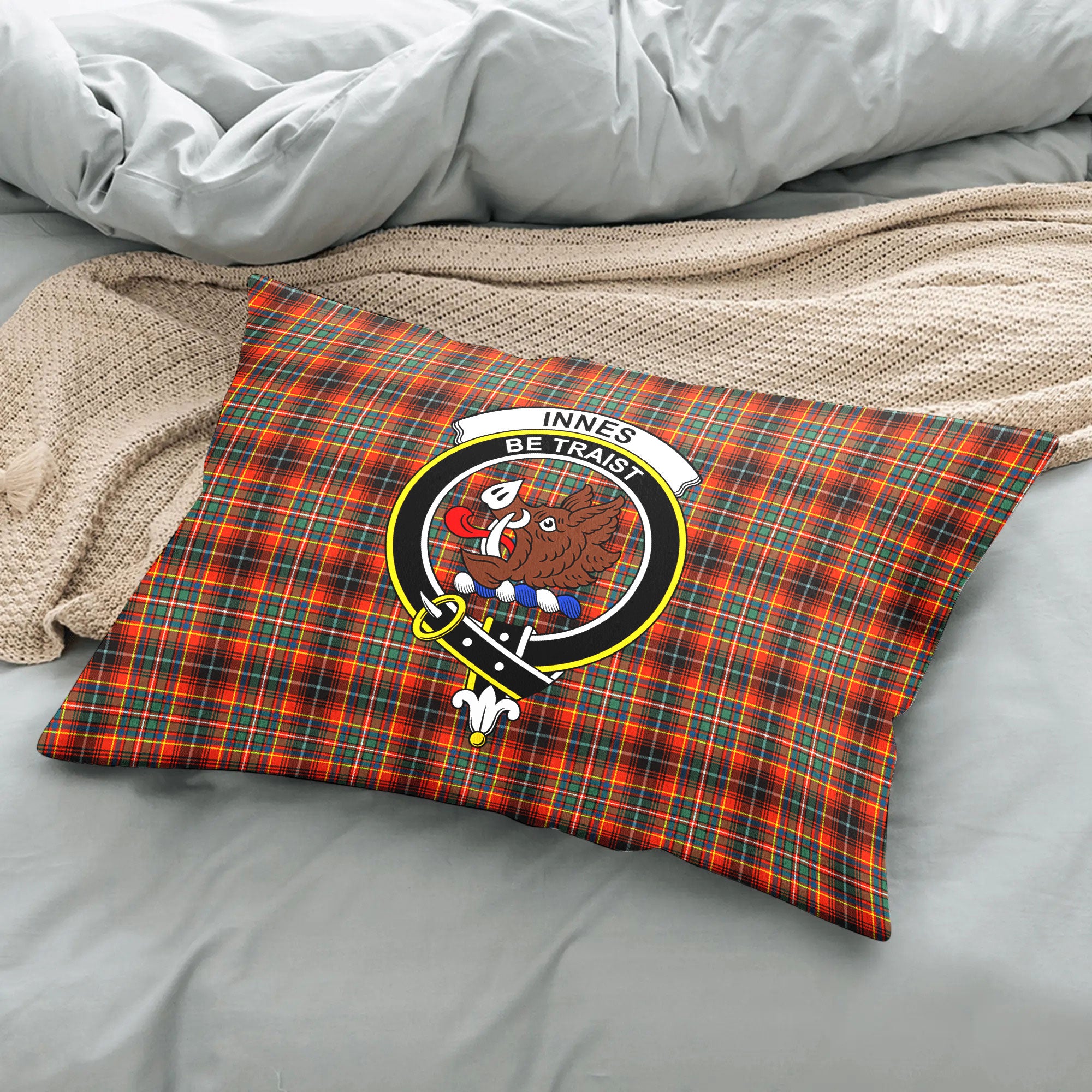 Innes Ancient Tartan Crest Pillow Cover