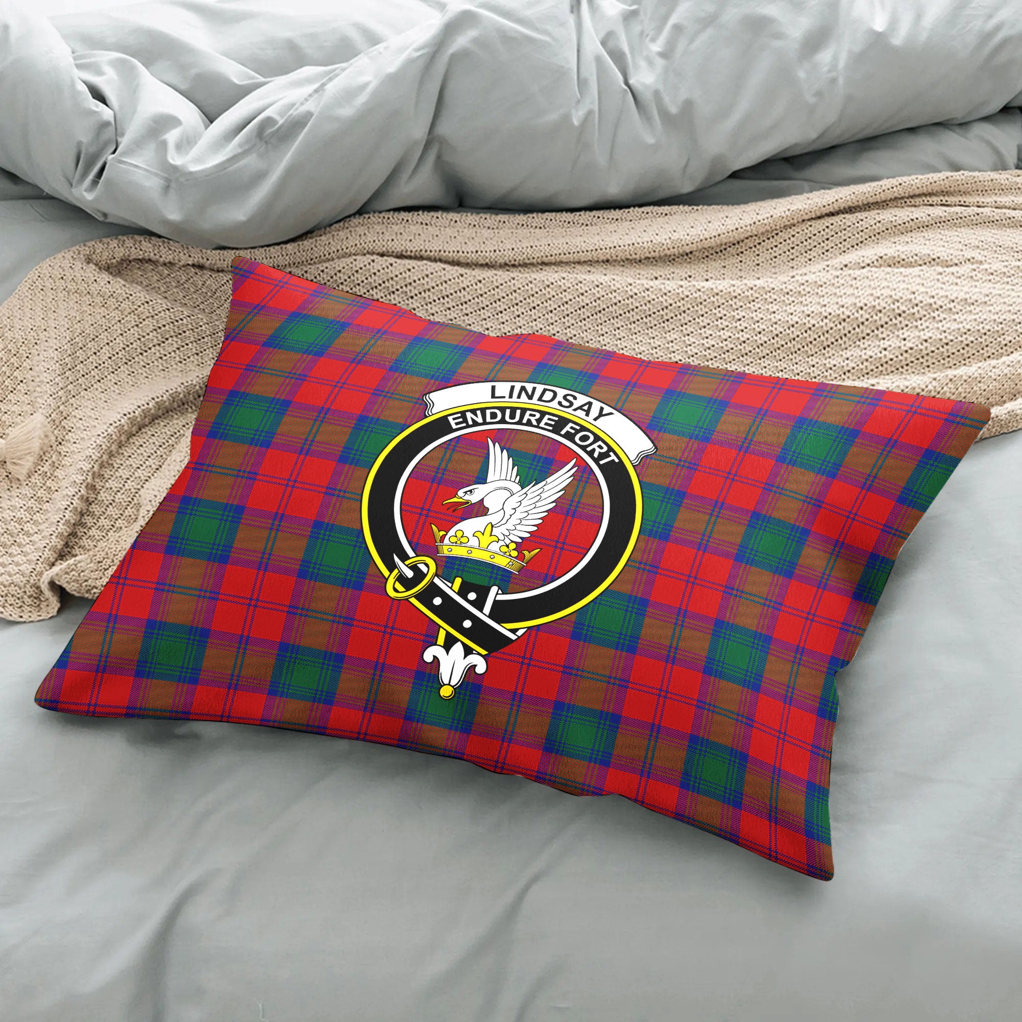 Lindsay Modern Tartan Crest Pillow Cover