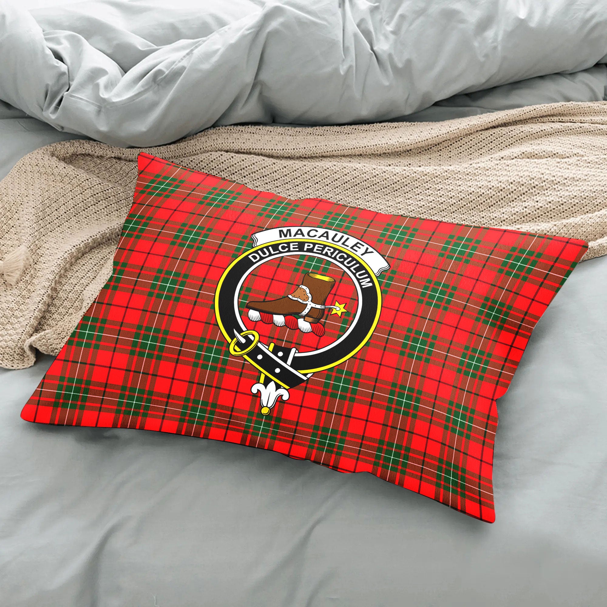 MacAuley Modern Tartan Crest Pillow Cover