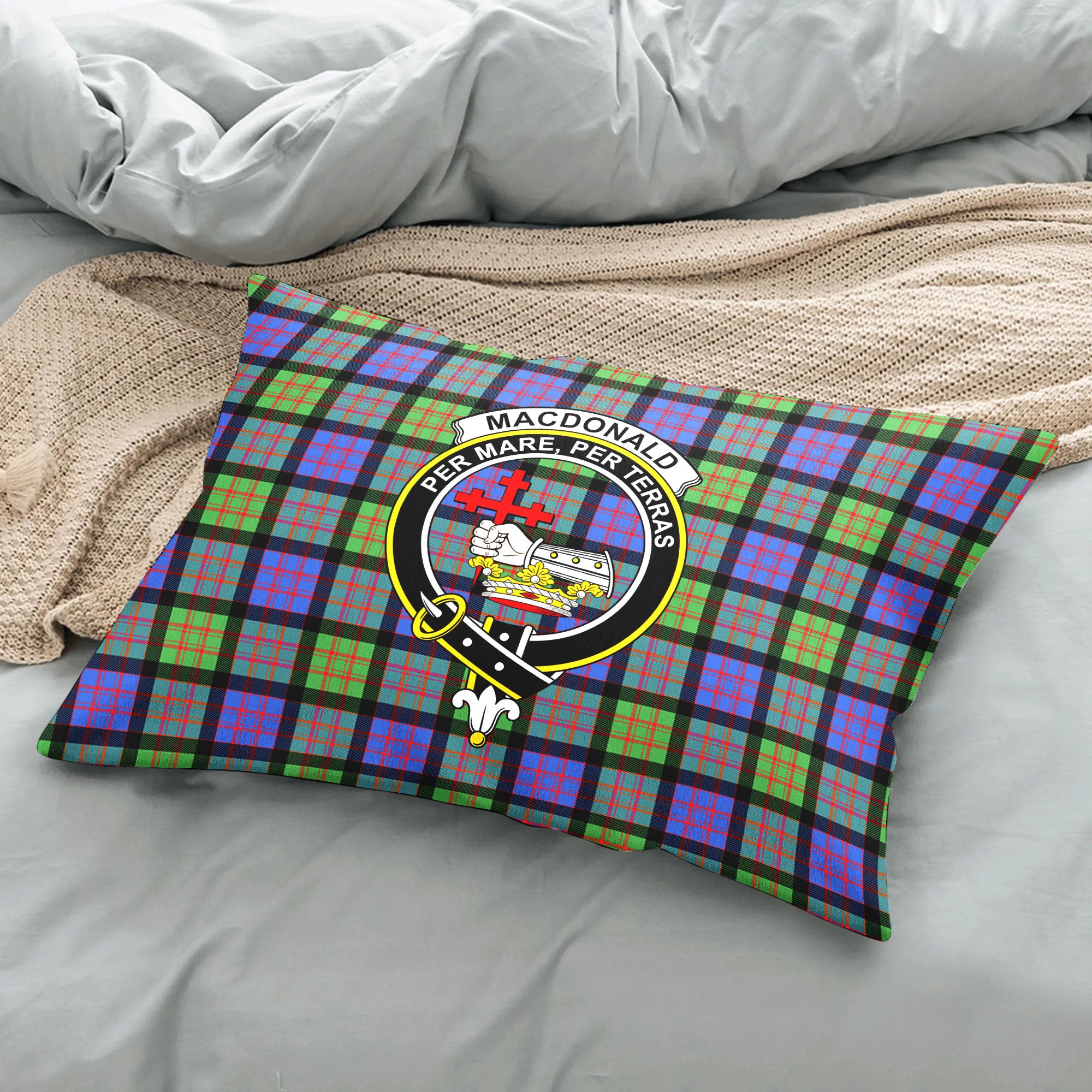 MacDonald Ancient Tartan Crest Pillow Cover