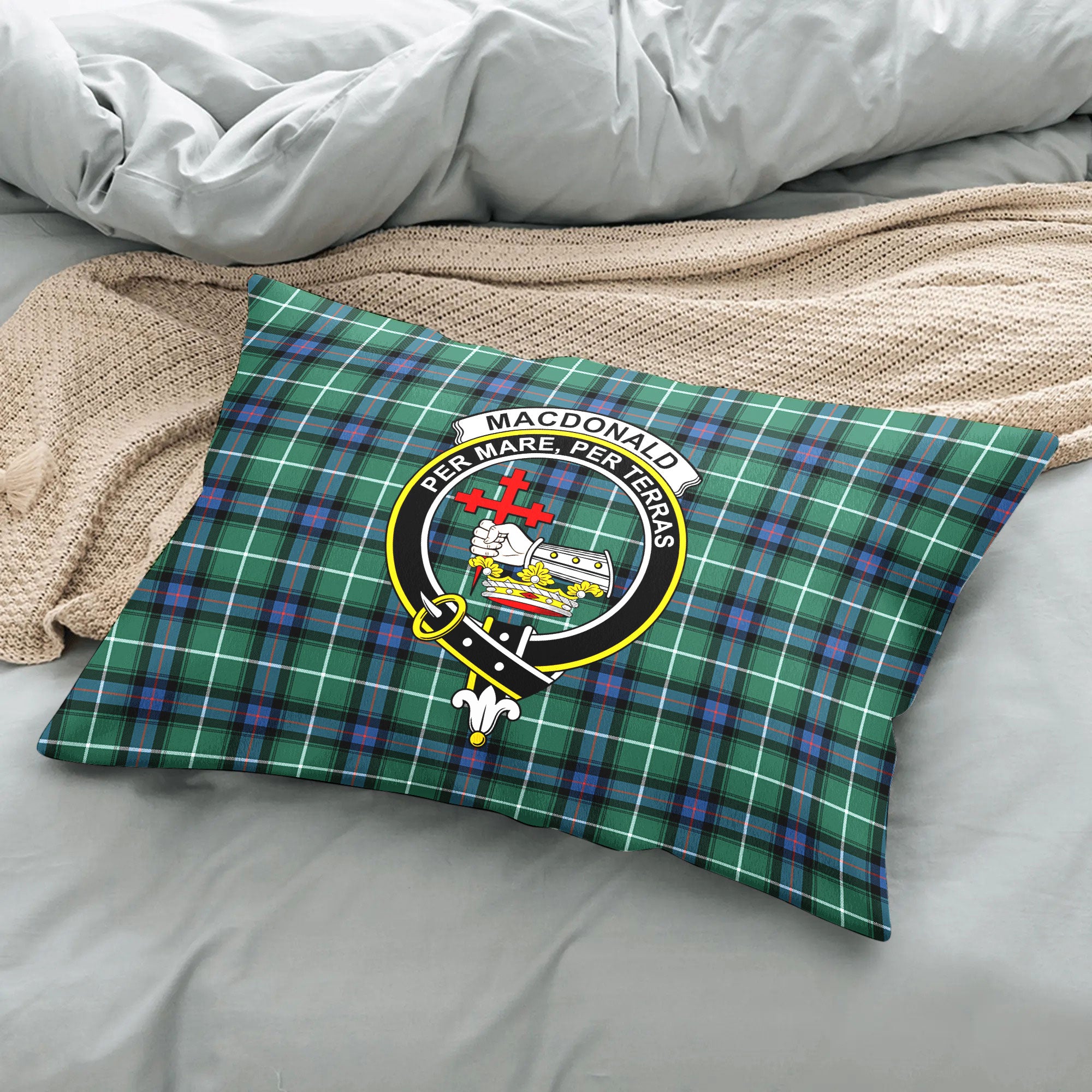 MacDonald of the Isles Hunting Ancient Tartan Crest Pillow Cover