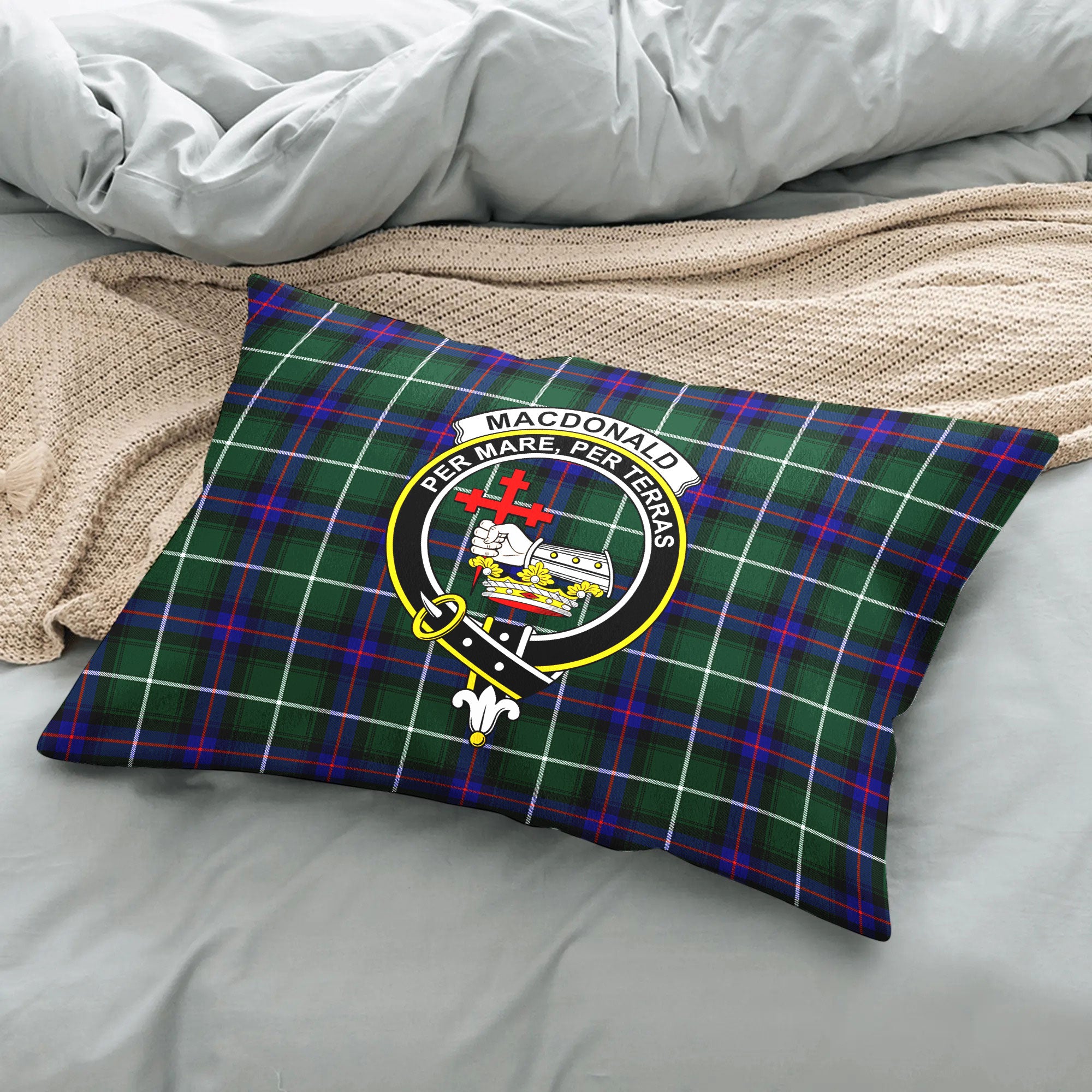 MacDonald of the Isles Hunting Modern Tartan Crest Pillow Cover