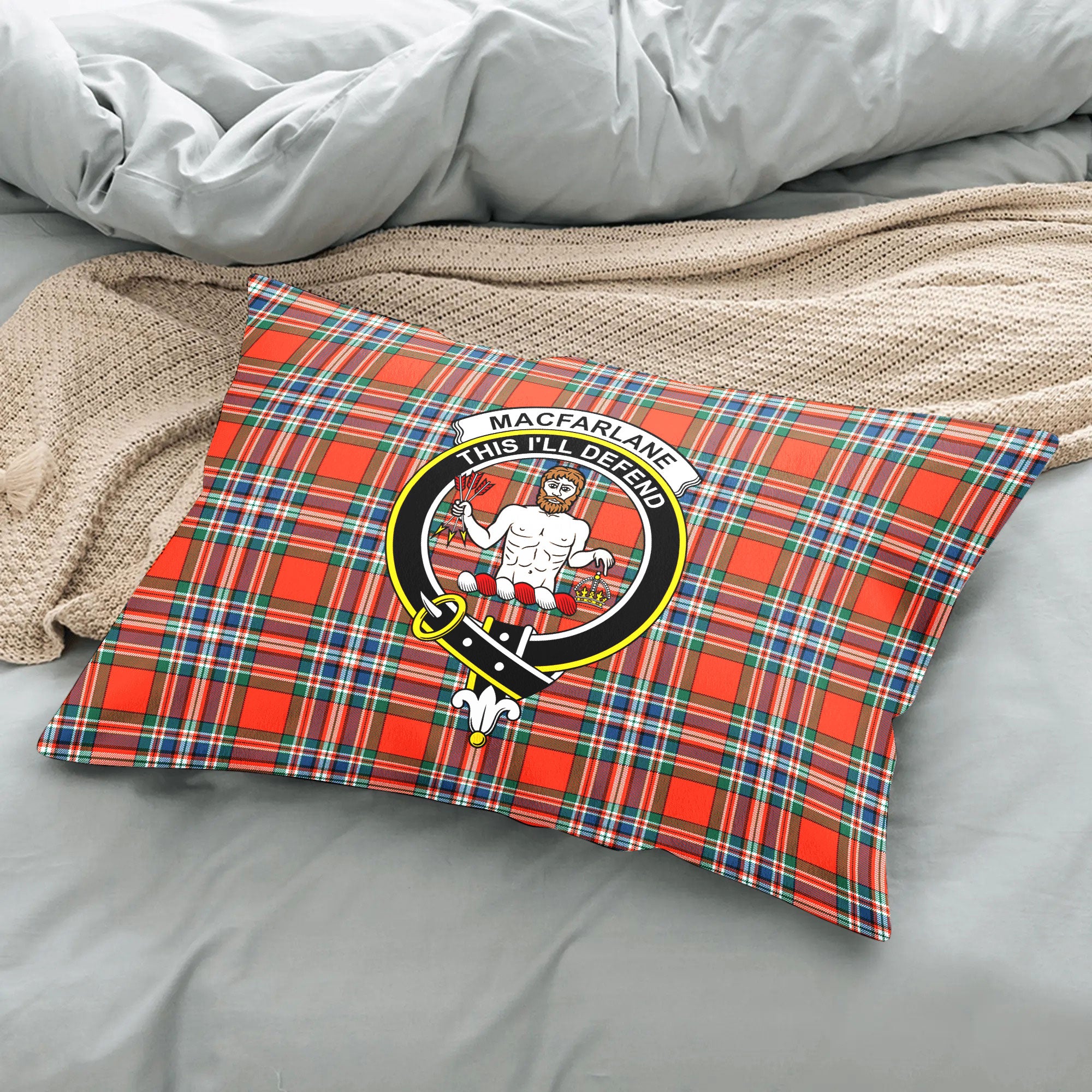 MacFarlane Ancient Tartan Crest Pillow Cover