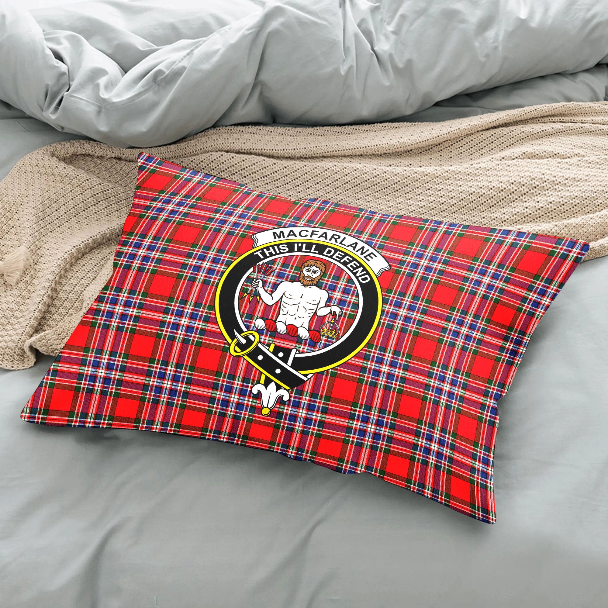 MacFarlane Modern Tartan Crest Pillow Cover