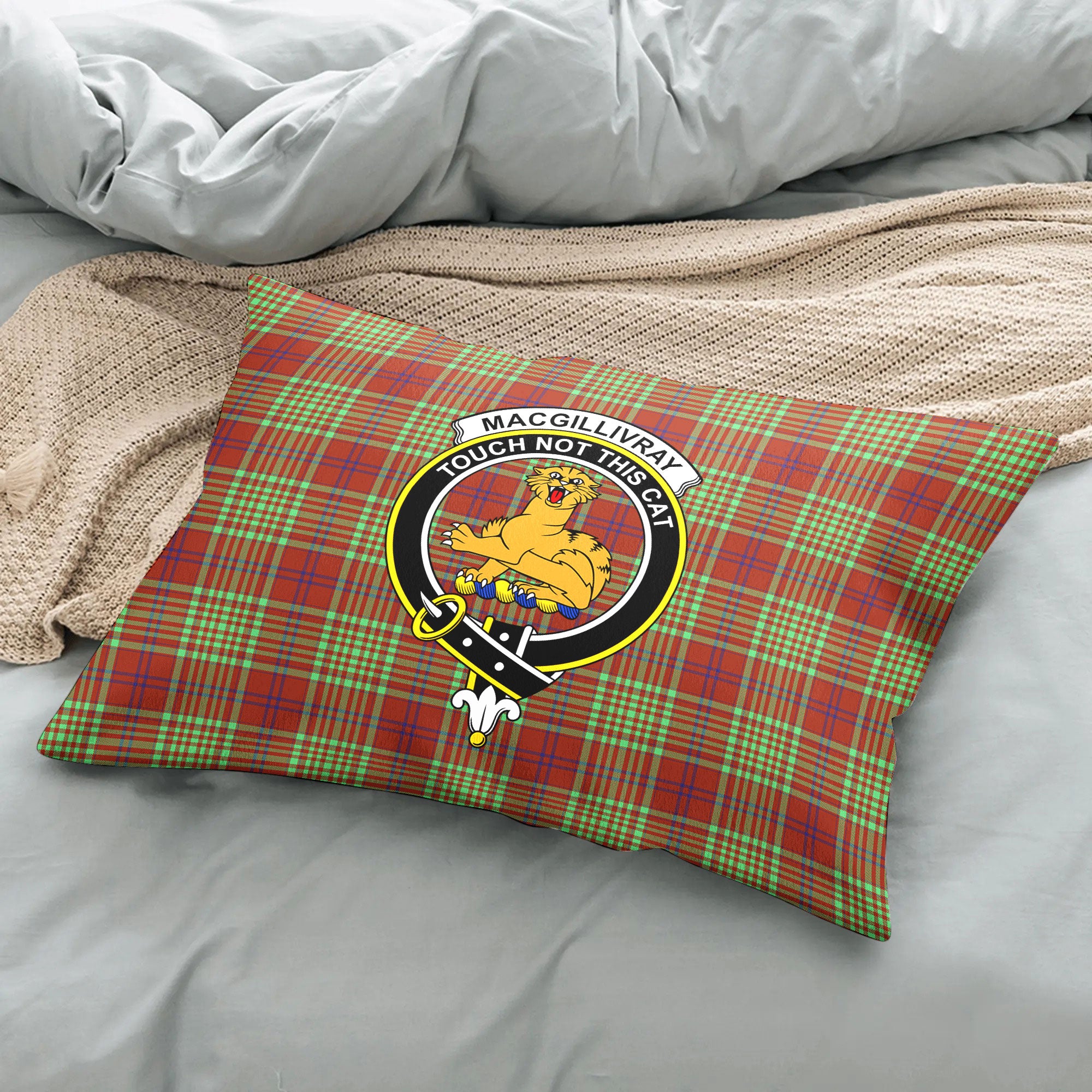 MacGillivray Hunting Ancient Tartan Crest Pillow Cover