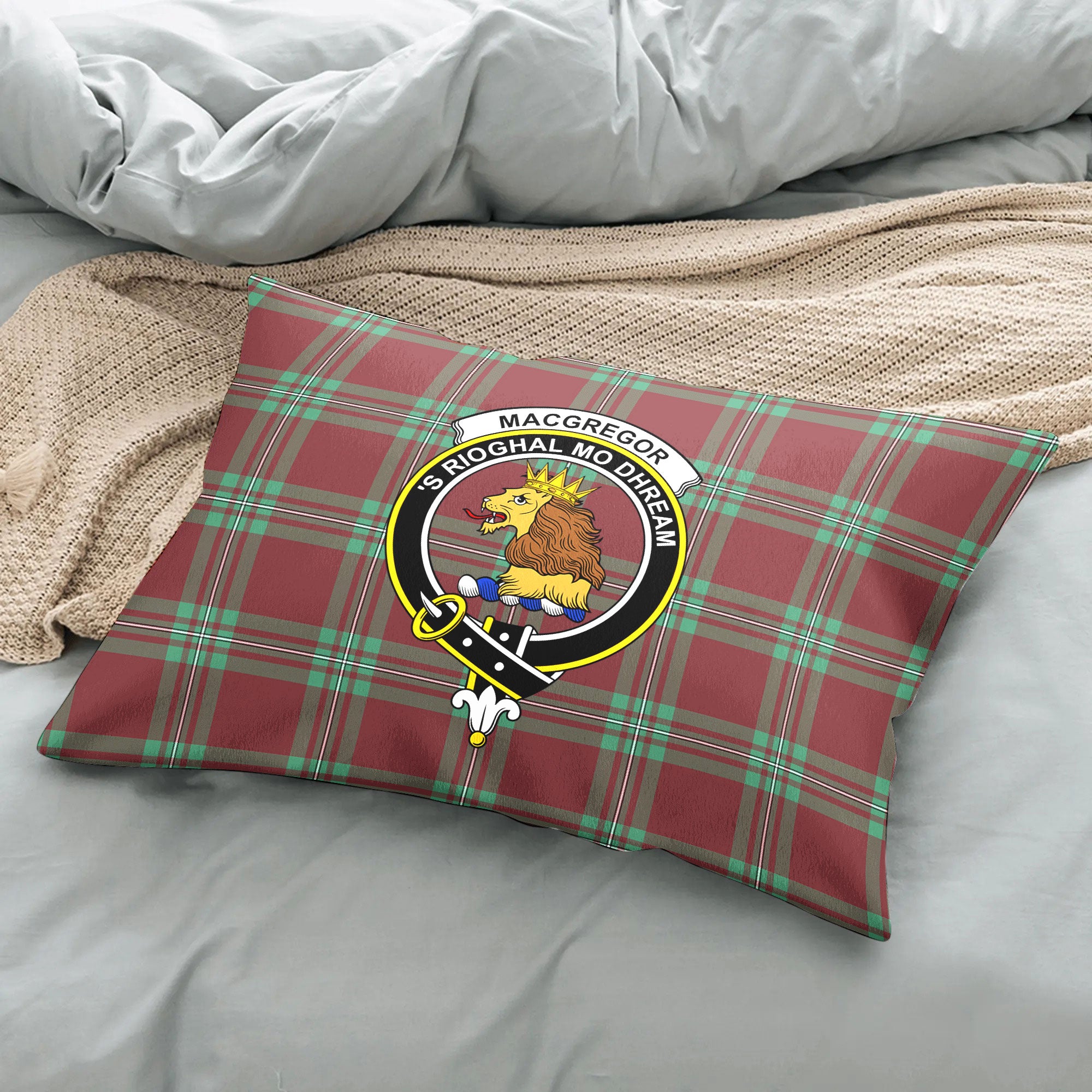 MacGregor Hunting Ancient Tartan Crest Pillow Cover