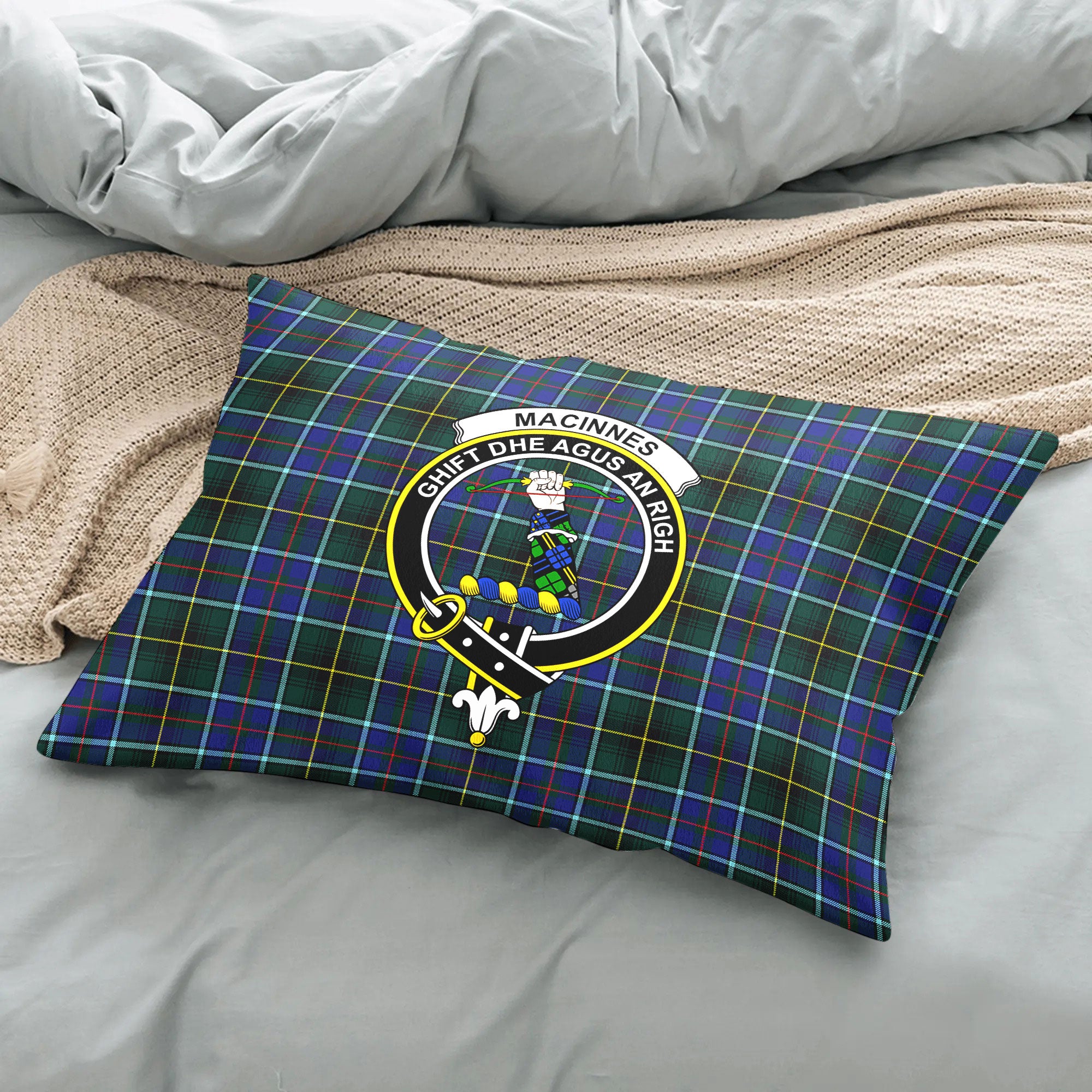 MacInnes Modern Tartan Crest Pillow Cover