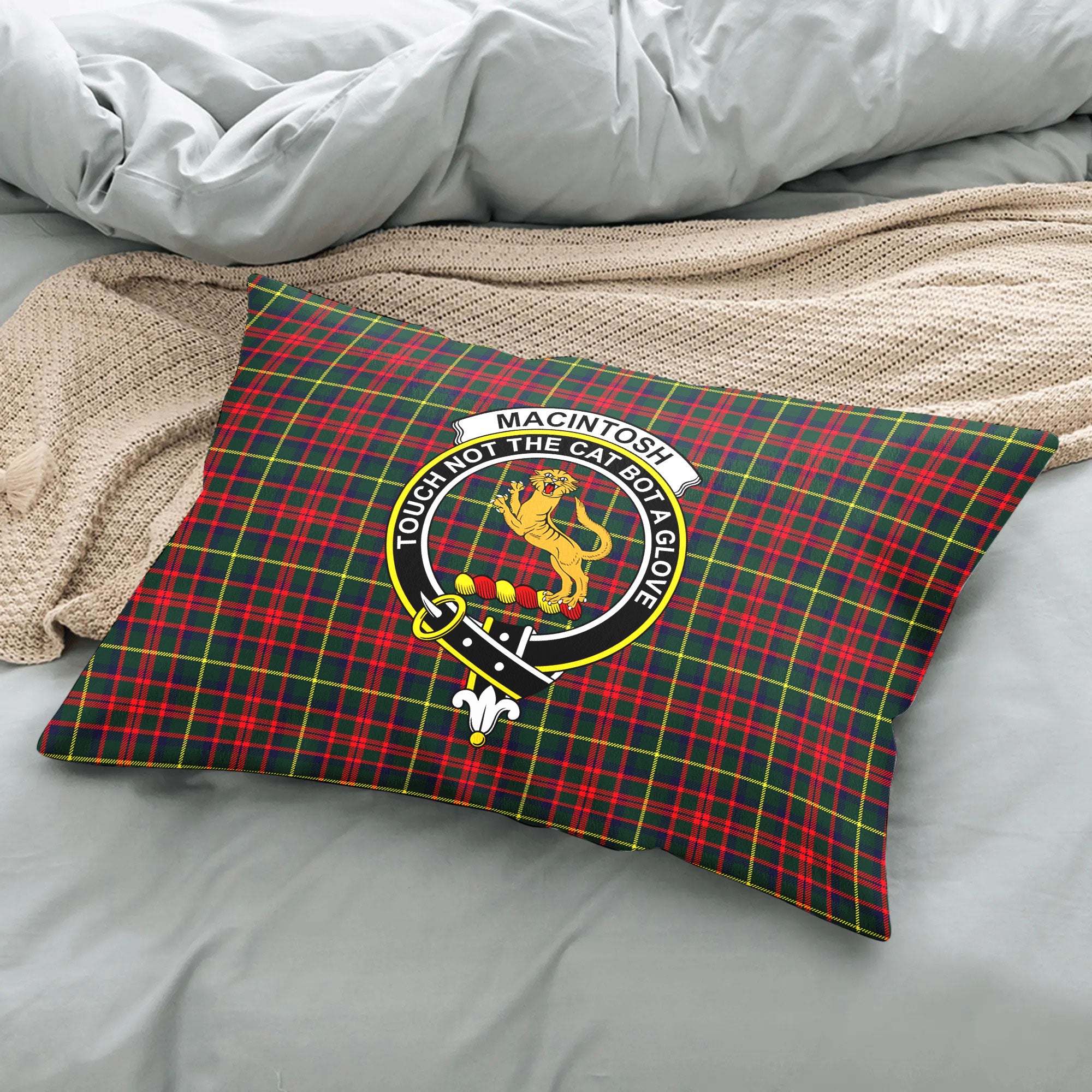 MacIntosh Hunting Modern Tartan Crest Pillow Cover