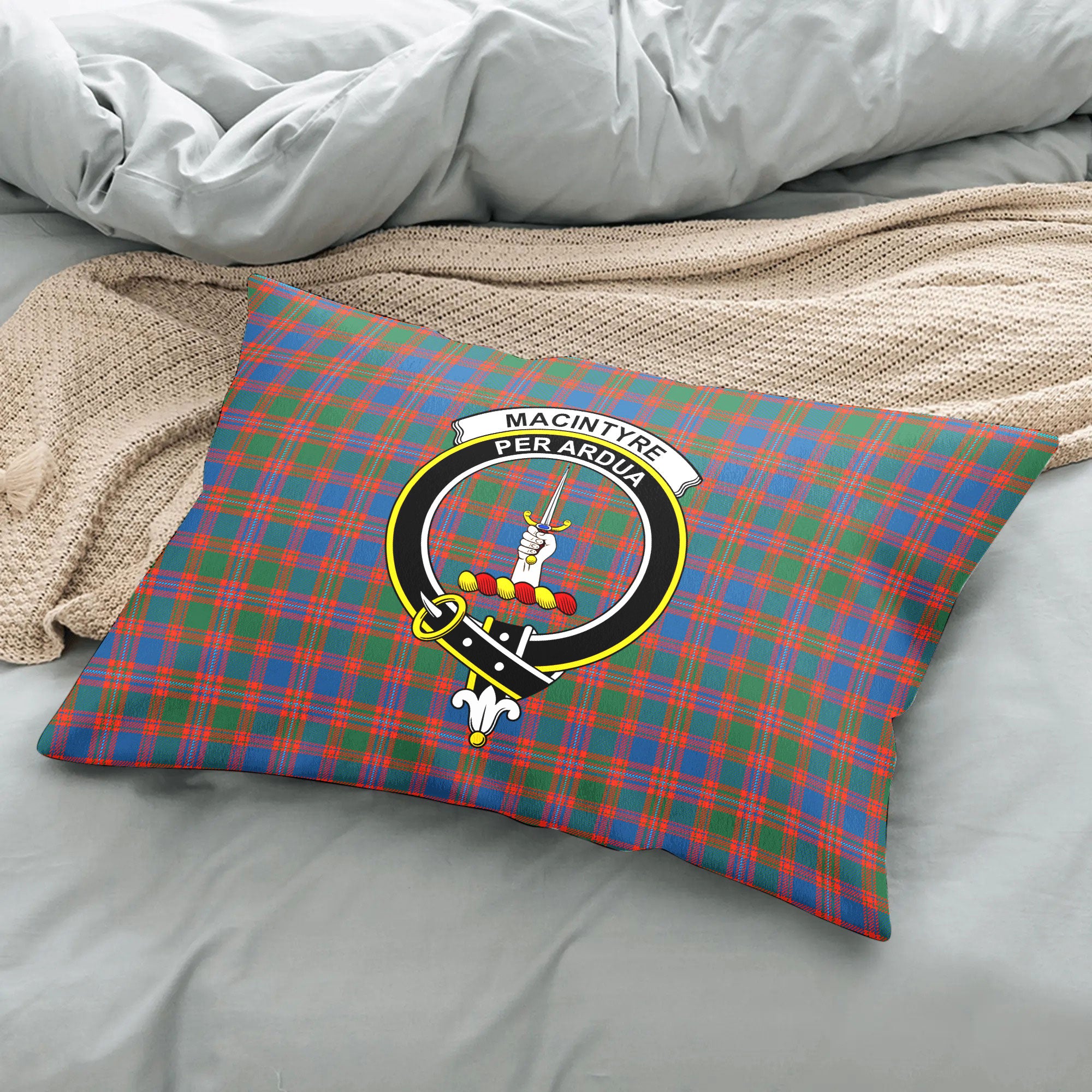 MacIntyre Ancient Tartan Crest Pillow Cover