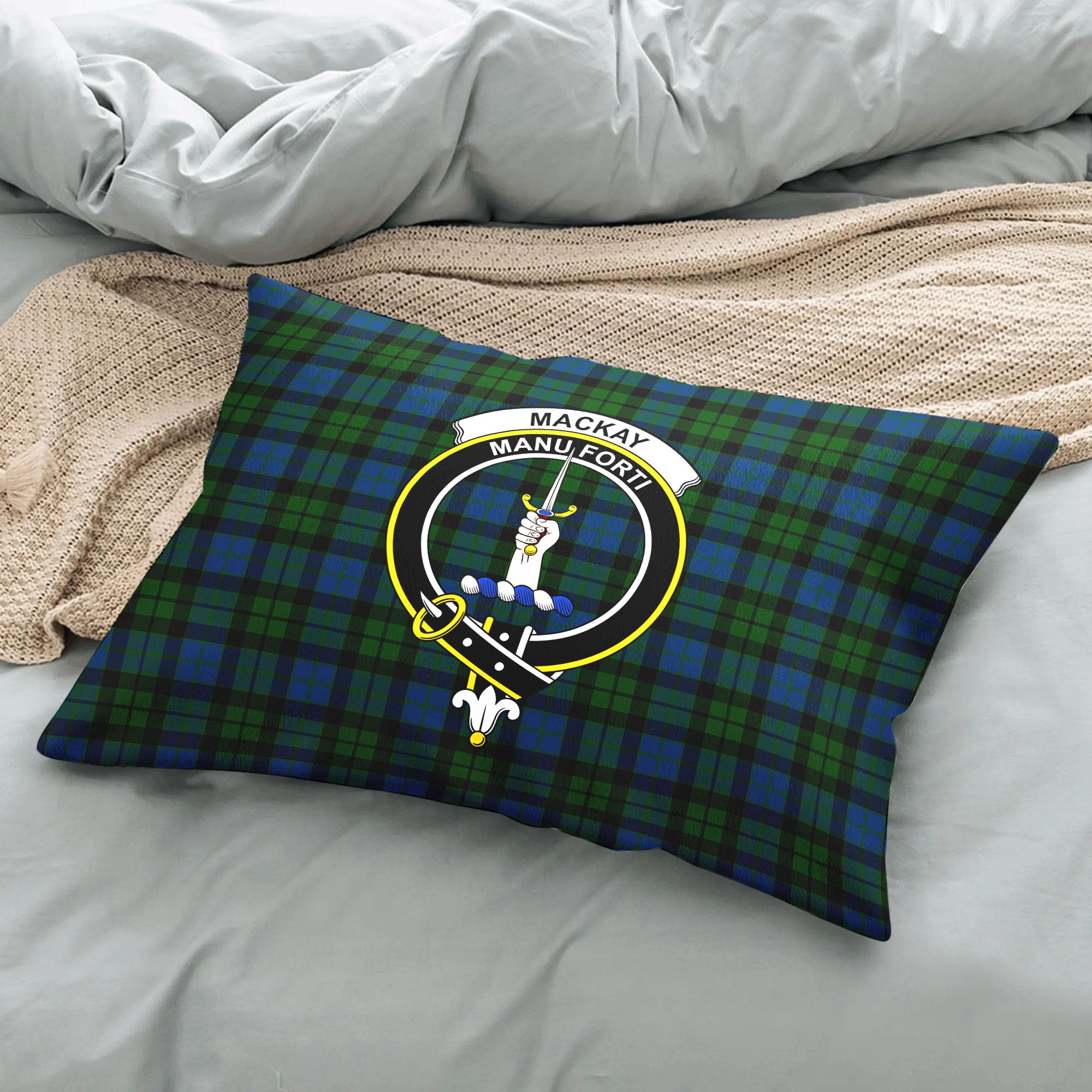 MacKay Modern Tartan Crest Pillow Cover