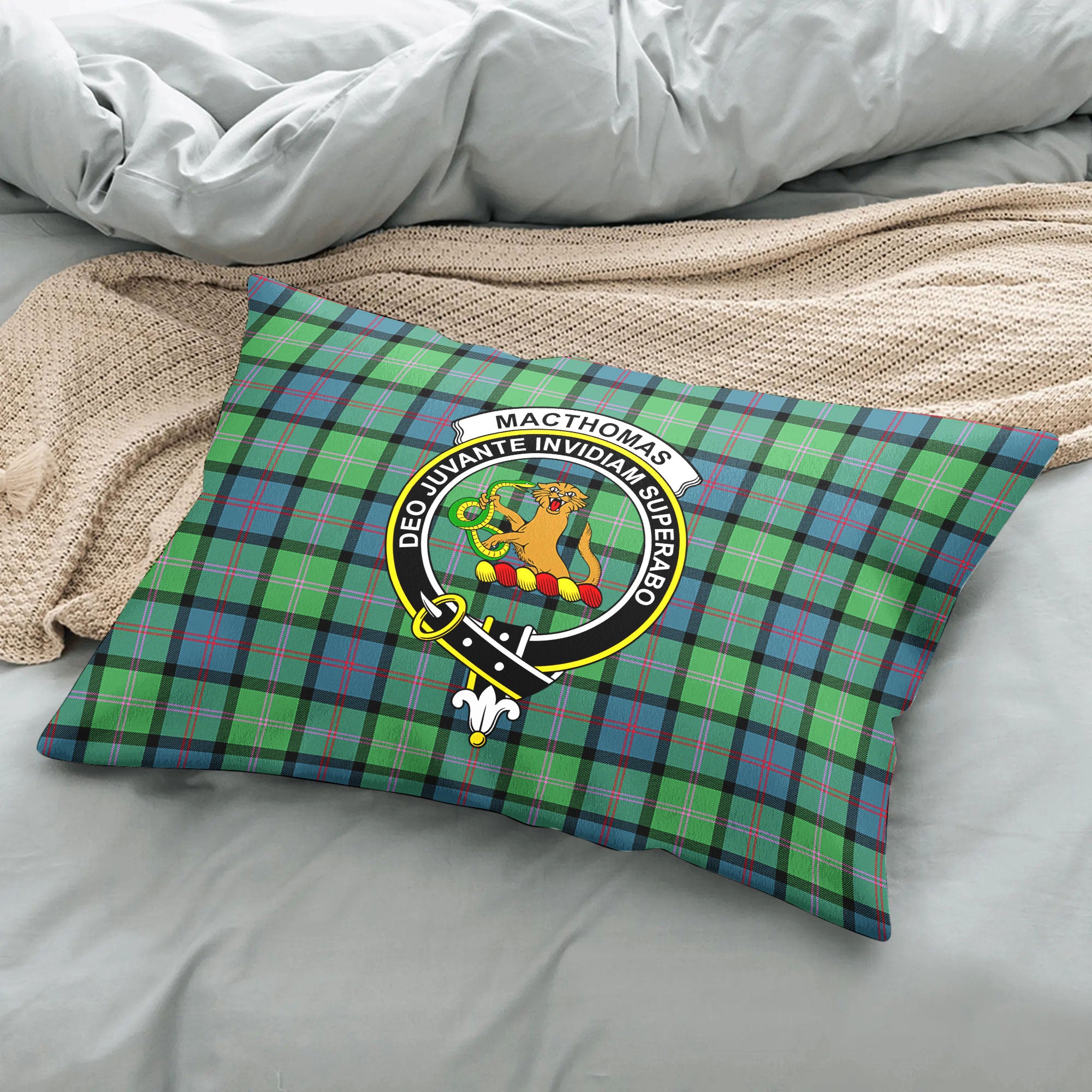 MacThomas Ancient Tartan Crest Pillow Cover