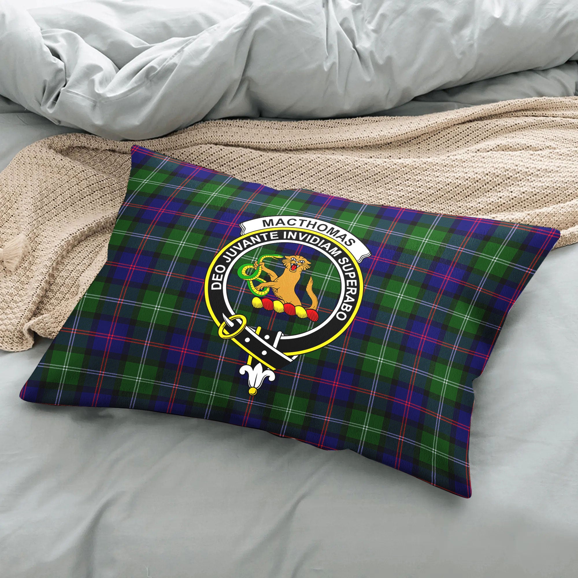 MacThomas Modern Tartan Crest Pillow Cover