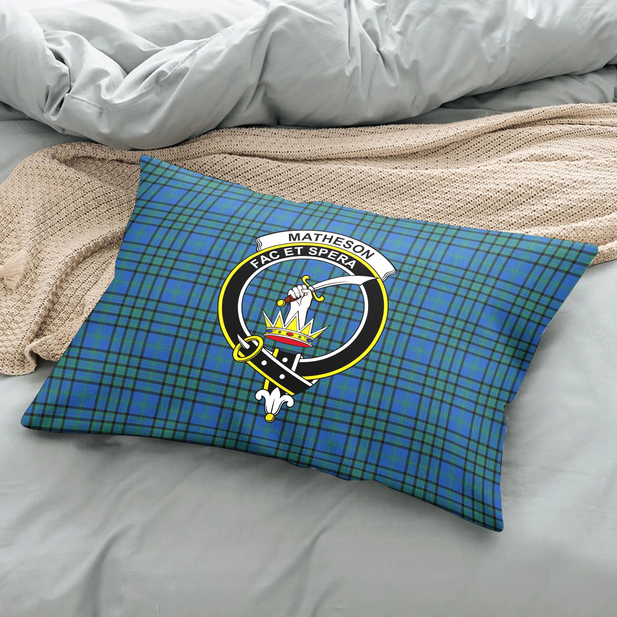 Matheson Hunting Ancient Tartan Crest Pillow Cover