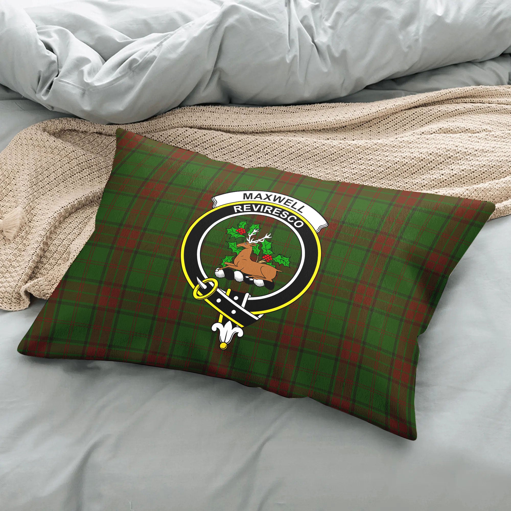 Maxwell Hunting Tartan Crest Pillow Cover