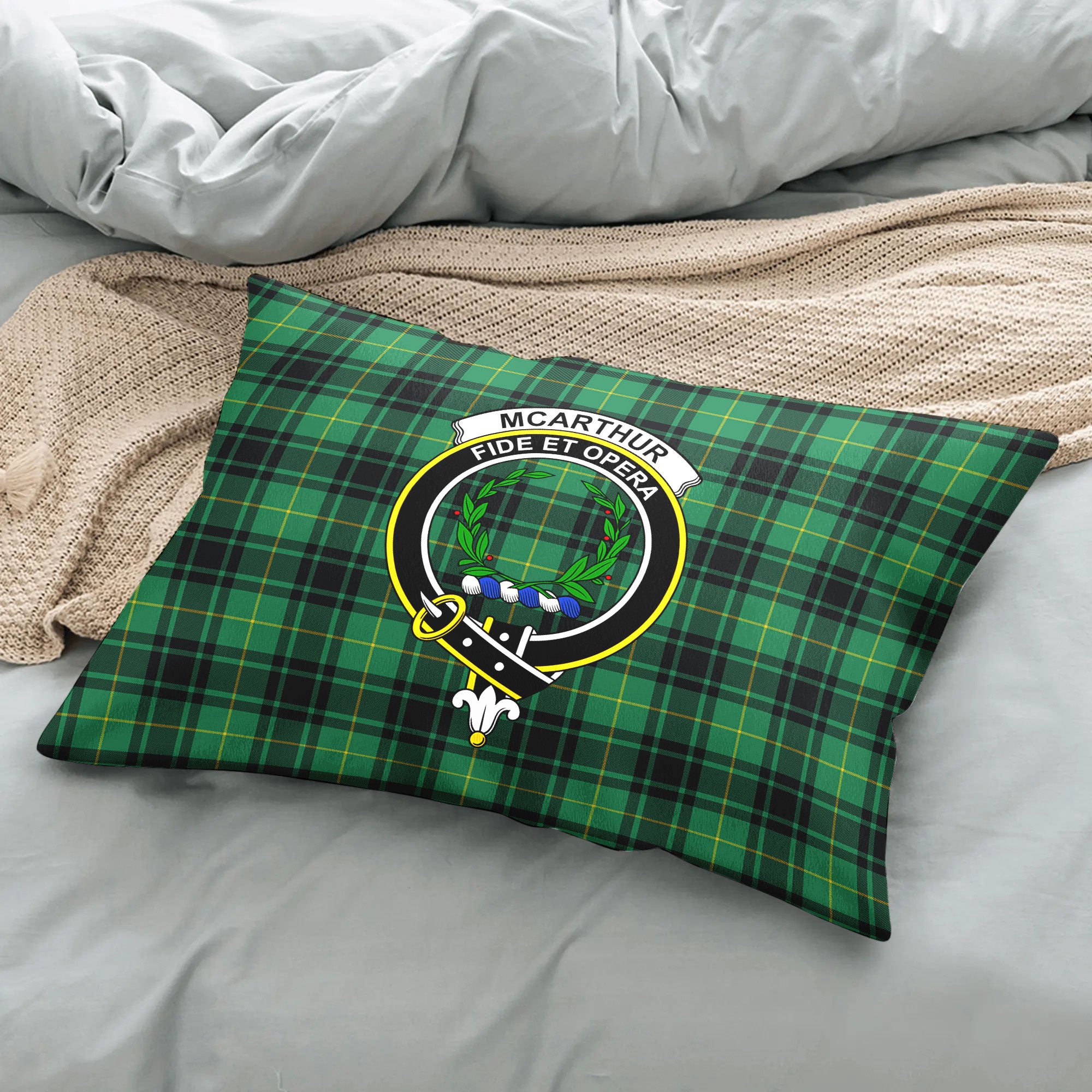 McArthur Ancient Tartan Crest Pillow Cover