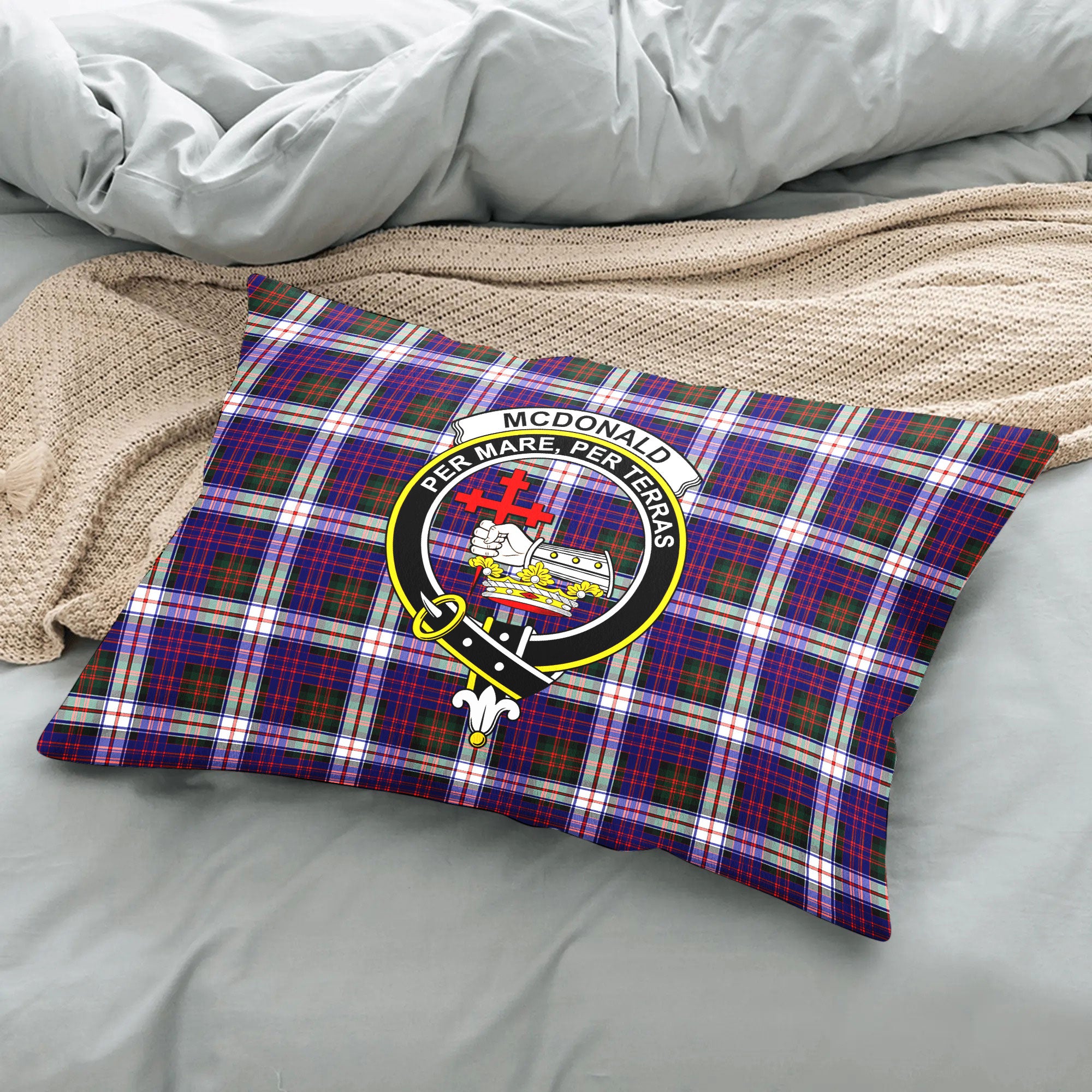 McDonald Dress Modern Tartan Crest Pillow Cover