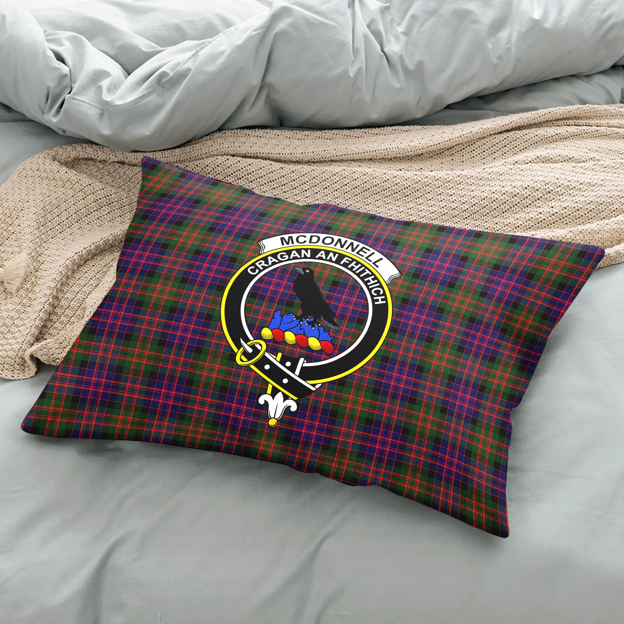 McDonnell of Glengarry Modern Tartan Crest Pillow Cover