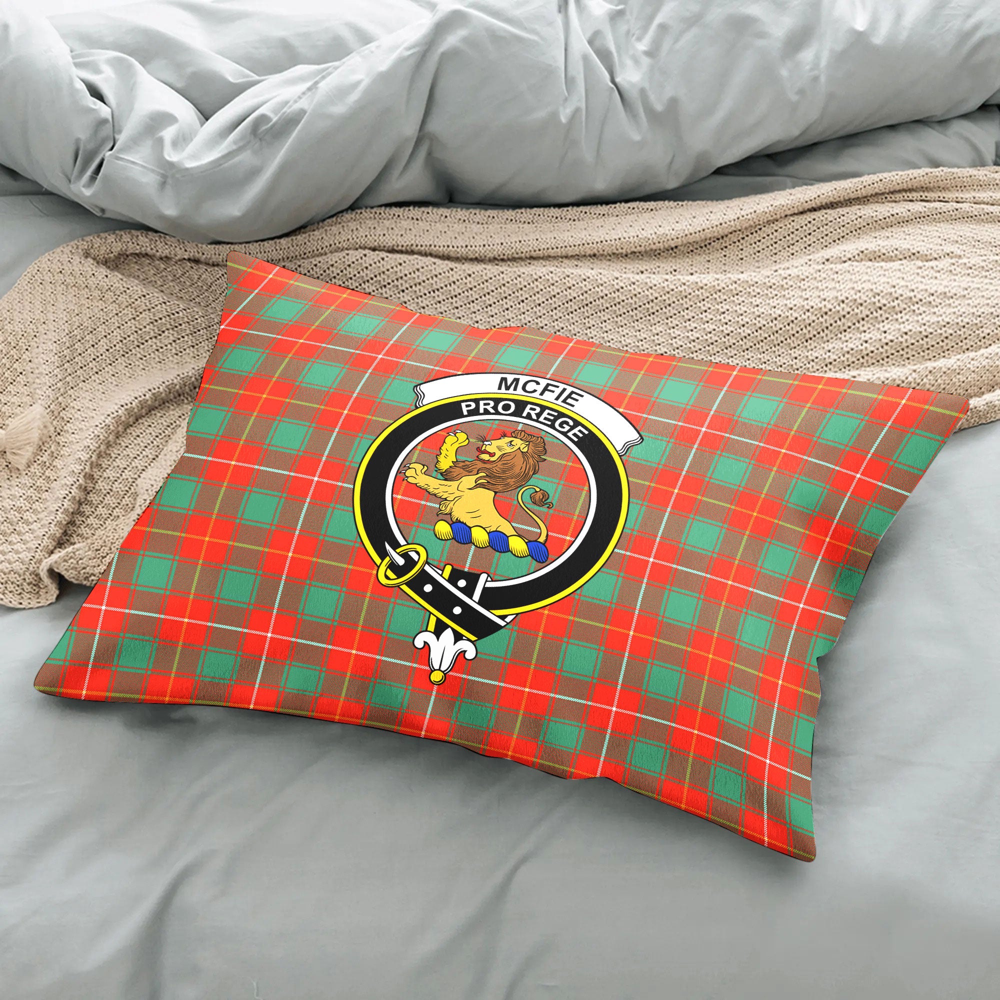 McFie Ancient Tartan Crest Pillow Cover