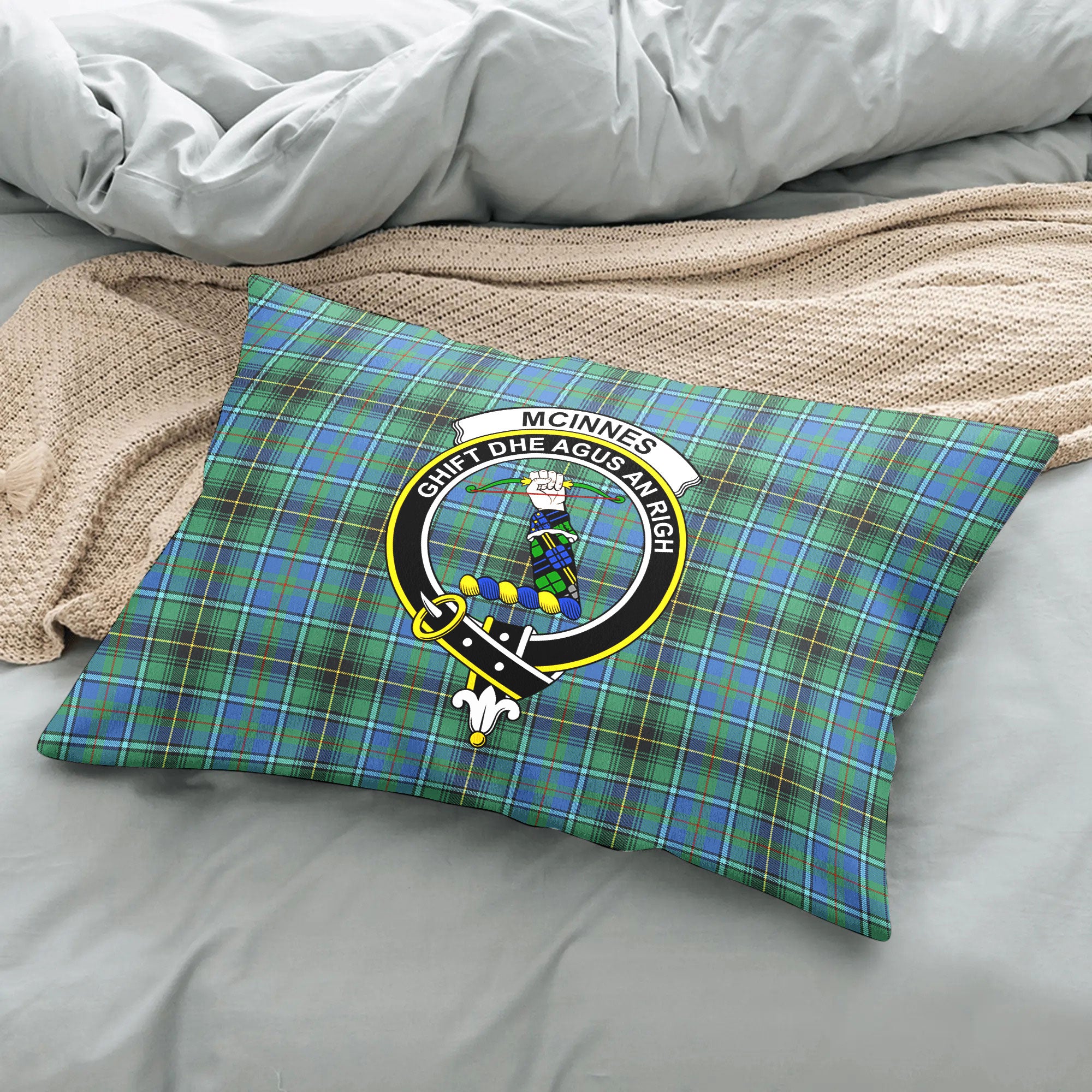 McInnes Ancient Tartan Crest Pillow Cover