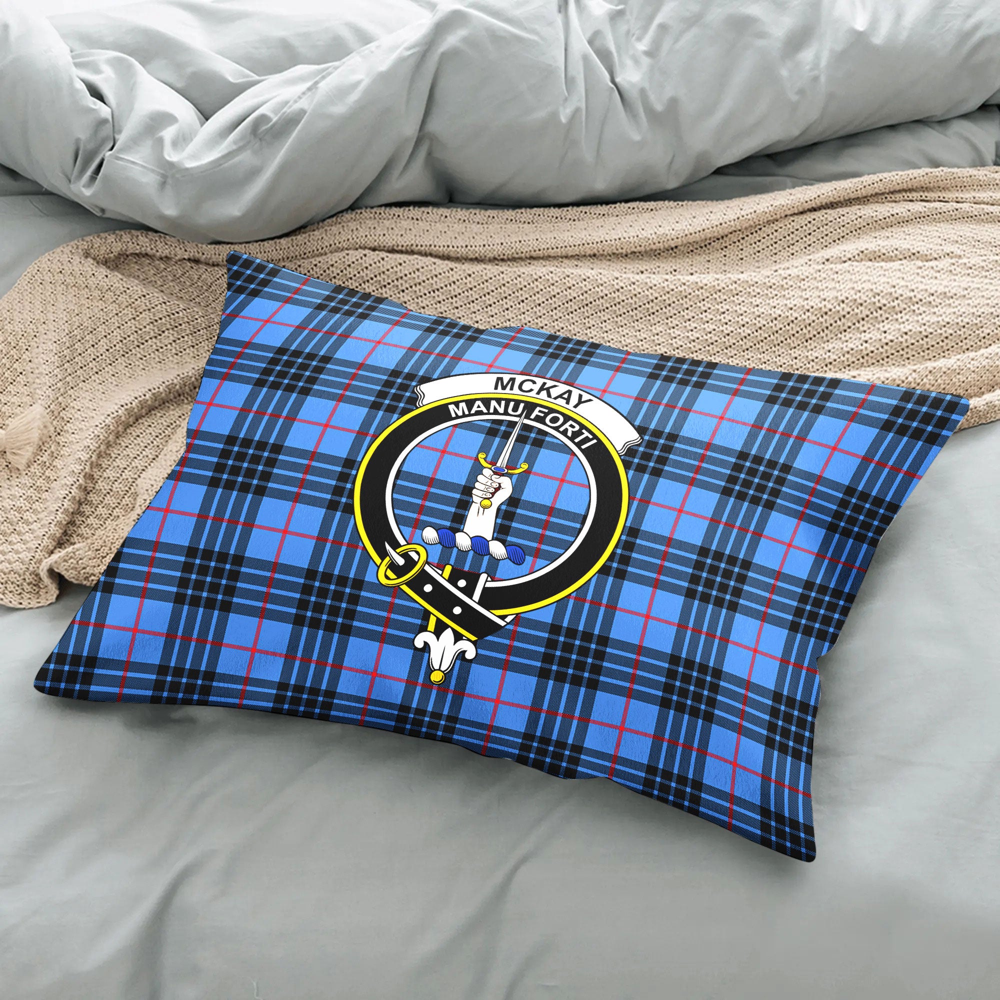 McKay Blue Tartan Crest Pillow Cover