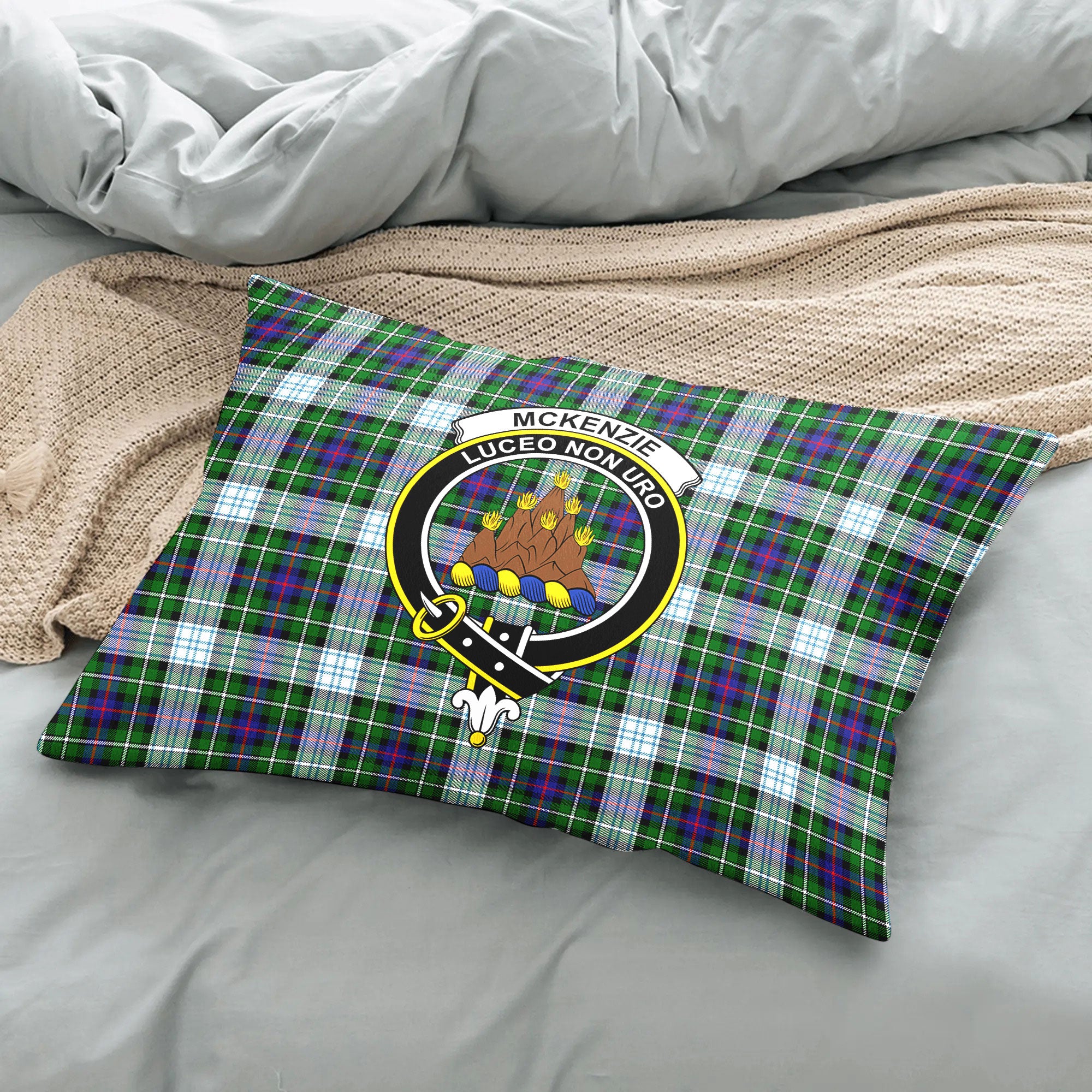 McKenzie Dress Modern Tartan Crest Pillow Cover