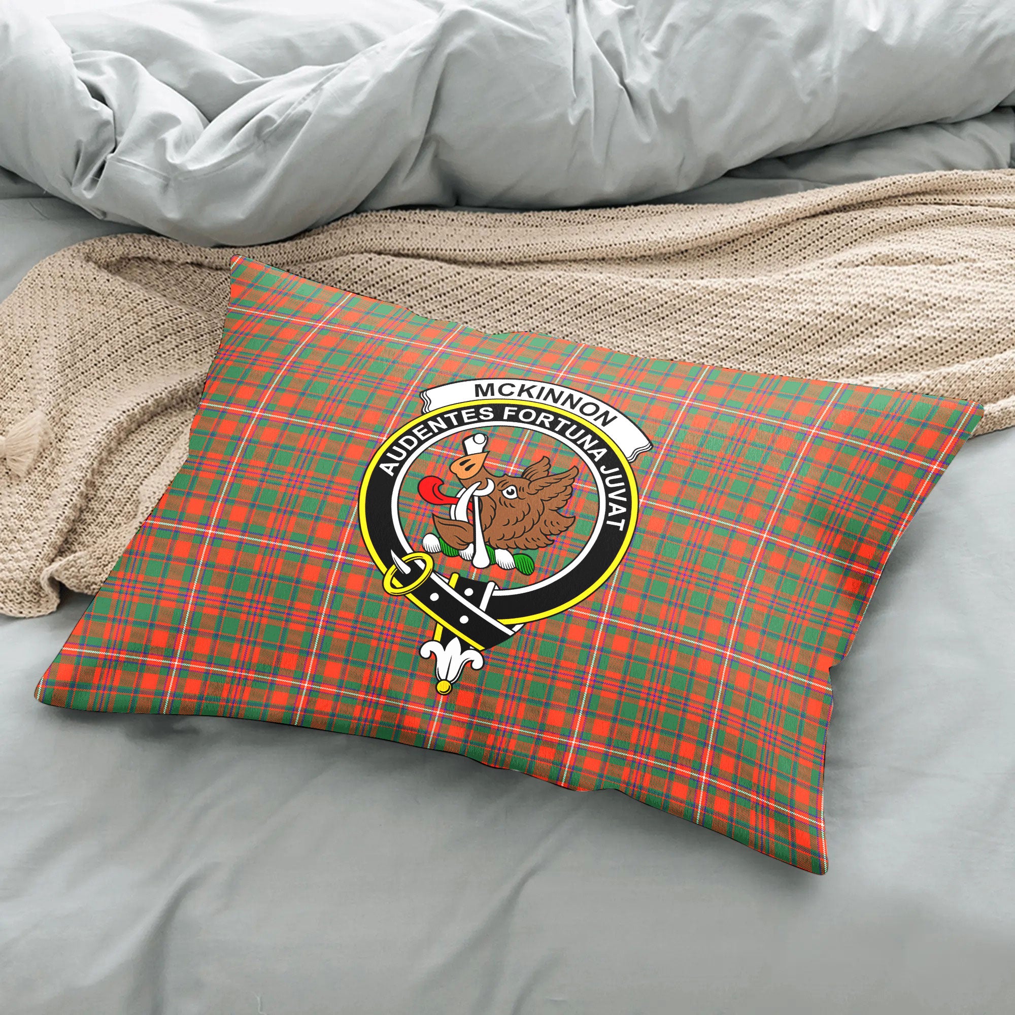 McKinnon Ancient Tartan Crest Pillow Cover