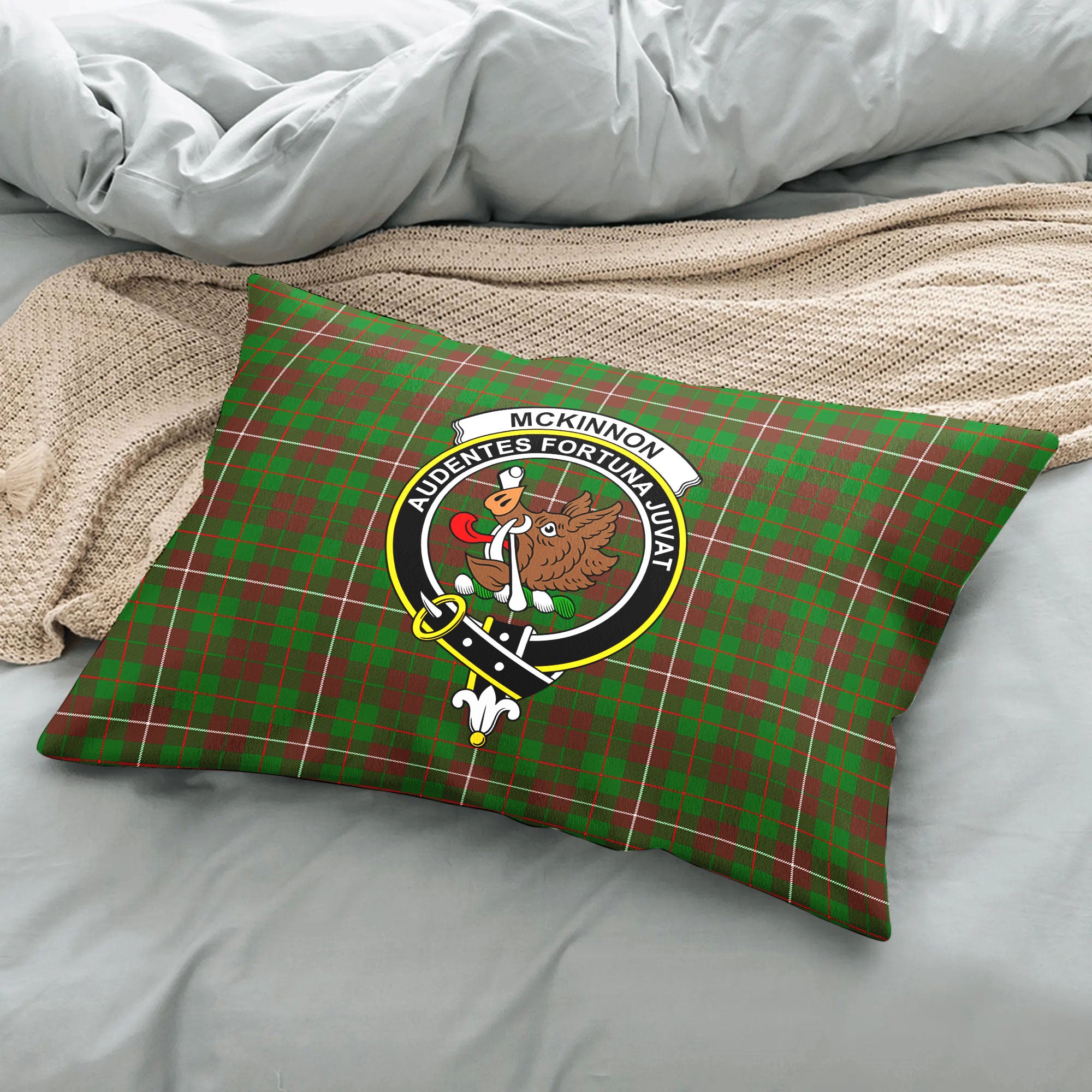 McKinnon Hunting Modern Tartan Crest Pillow Cover