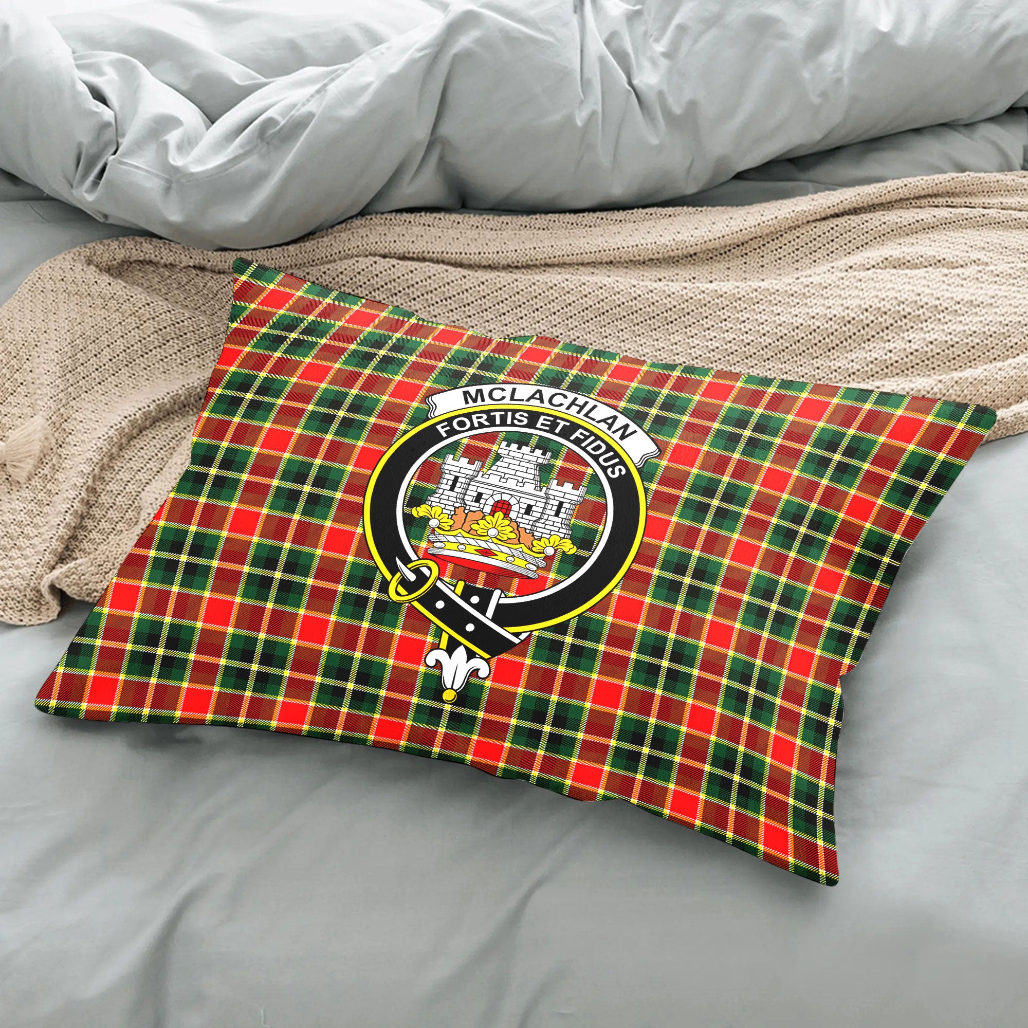 McLachlan Hunting Modern Tartan Crest Pillow Cover