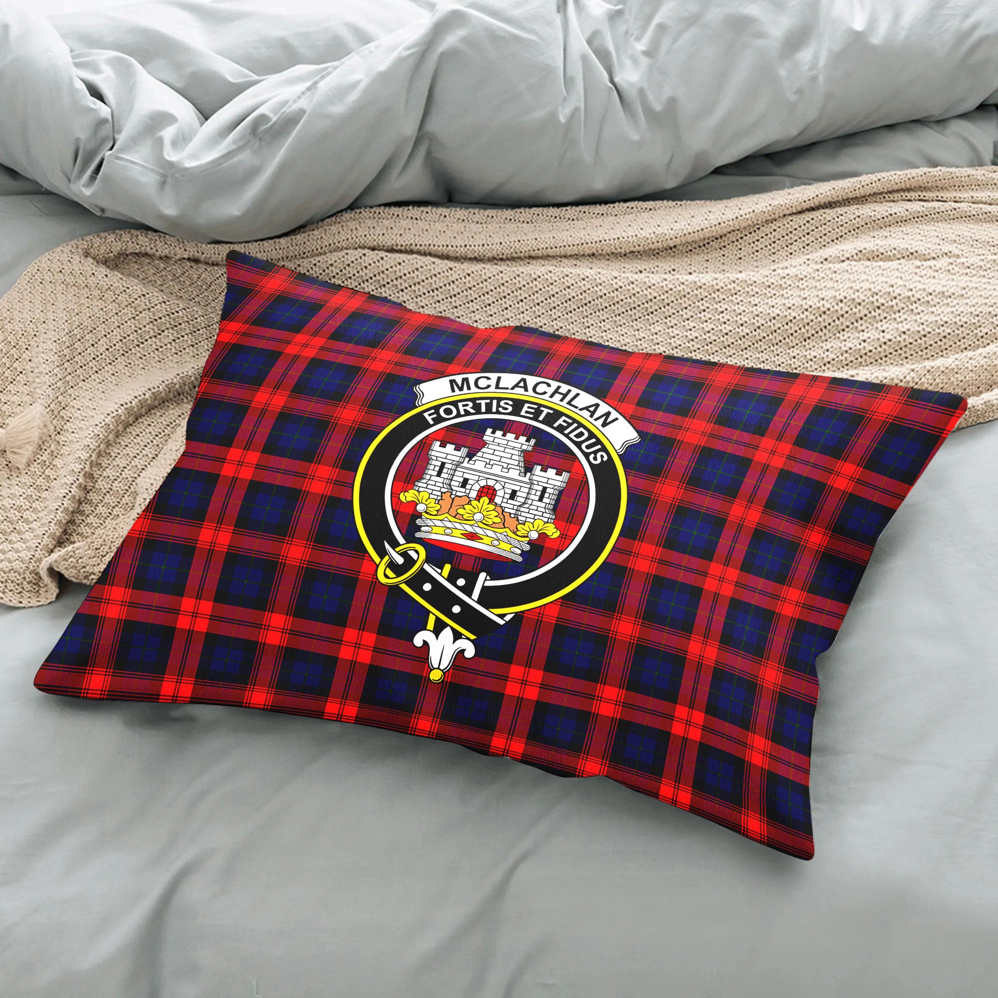 McLachlan Modern Tartan Crest Pillow Cover