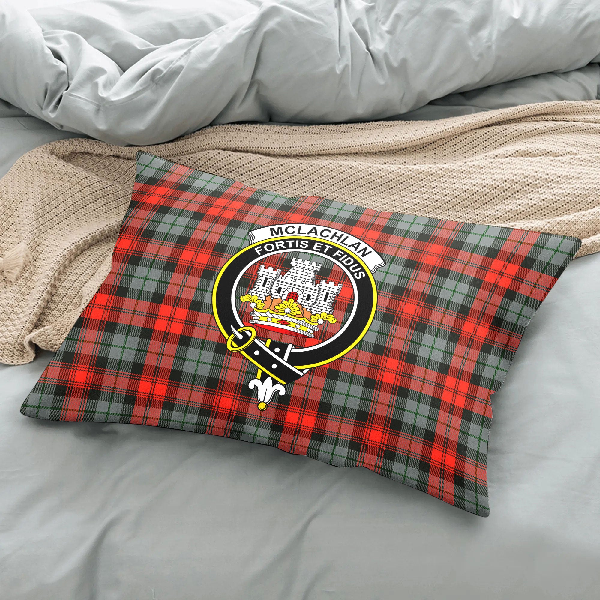 McLachlan Weathered Tartan Crest Pillow Cover