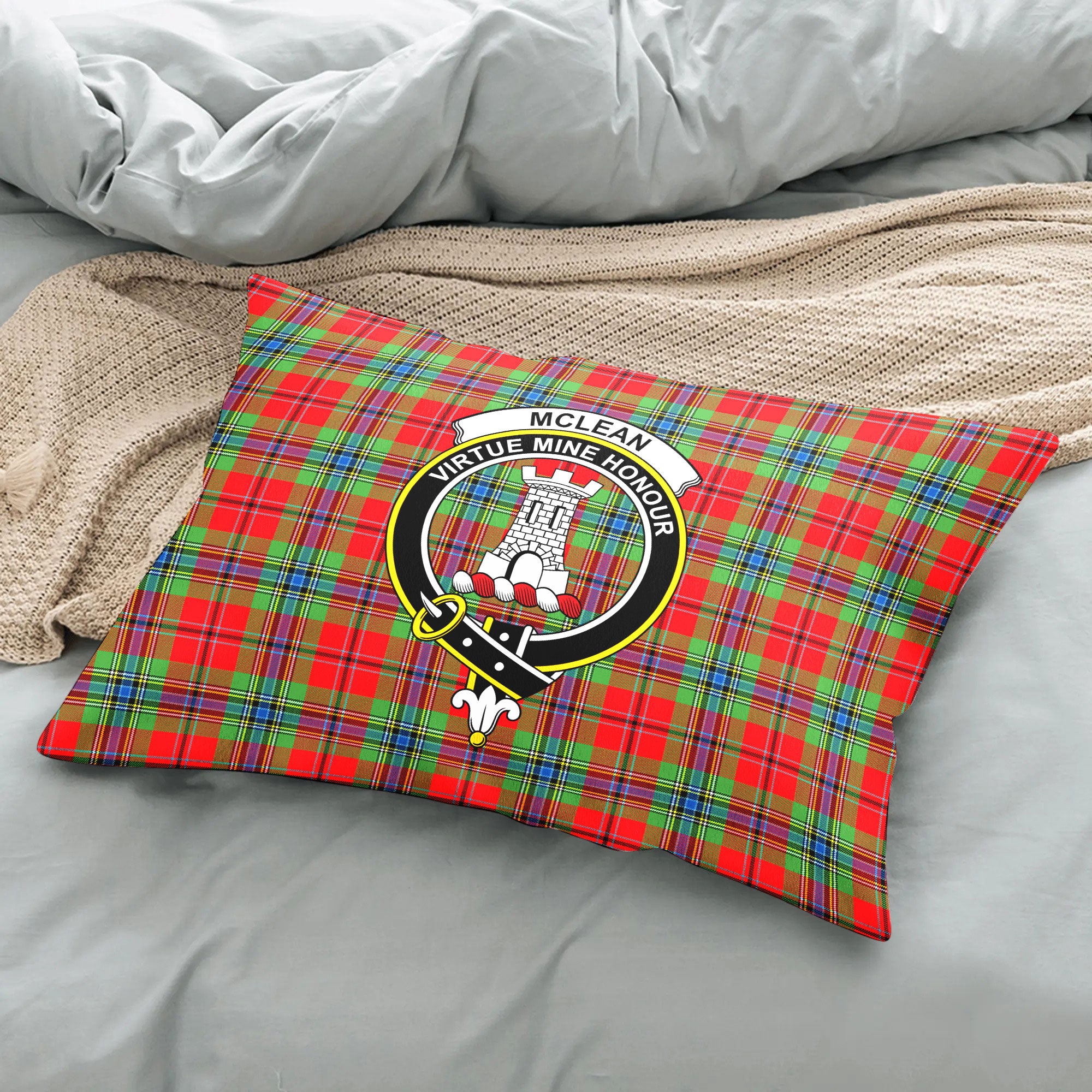 McLean of Duart Modern Tartan Crest Pillow Cover