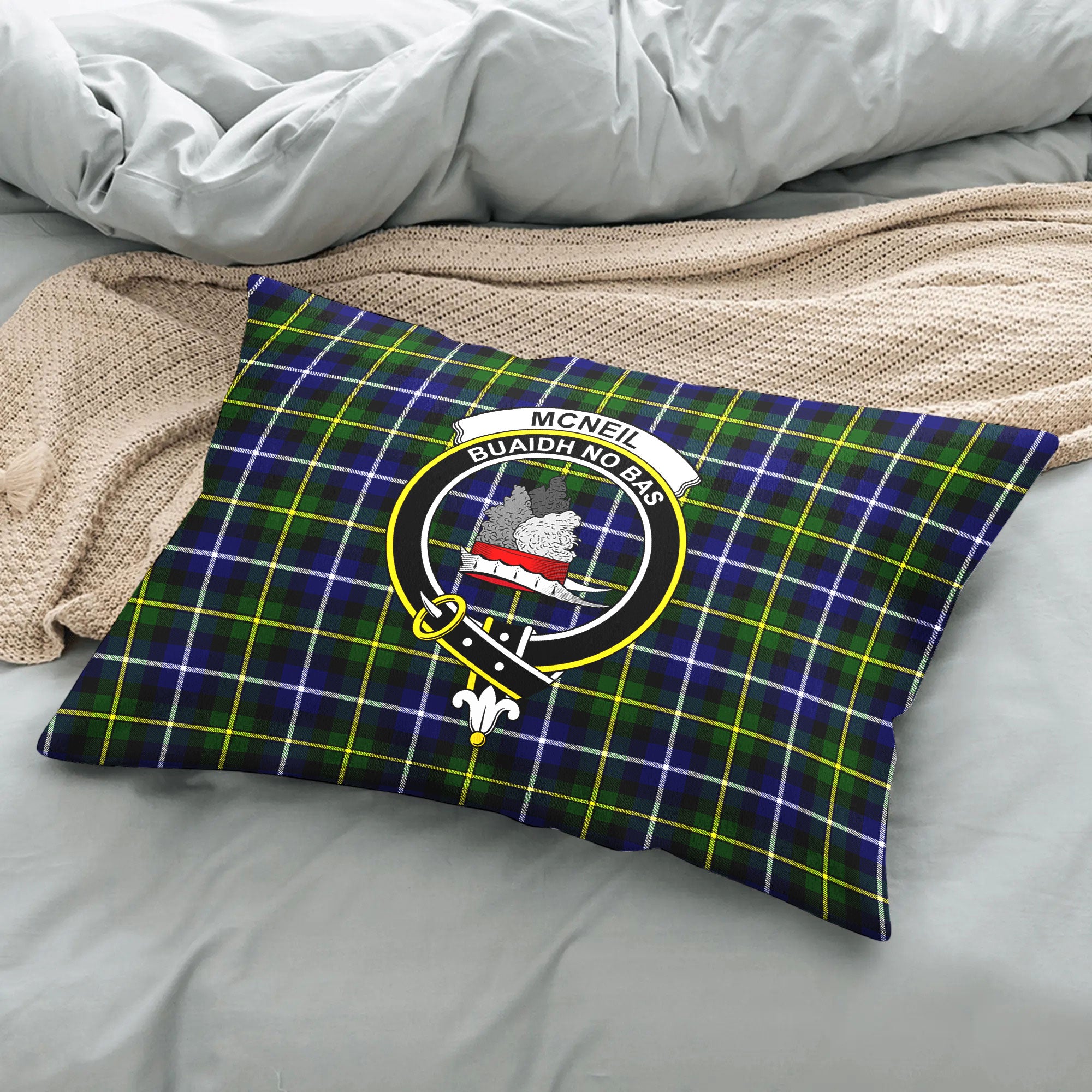 McNeil of Barra Modern Tartan Crest Pillow Cover