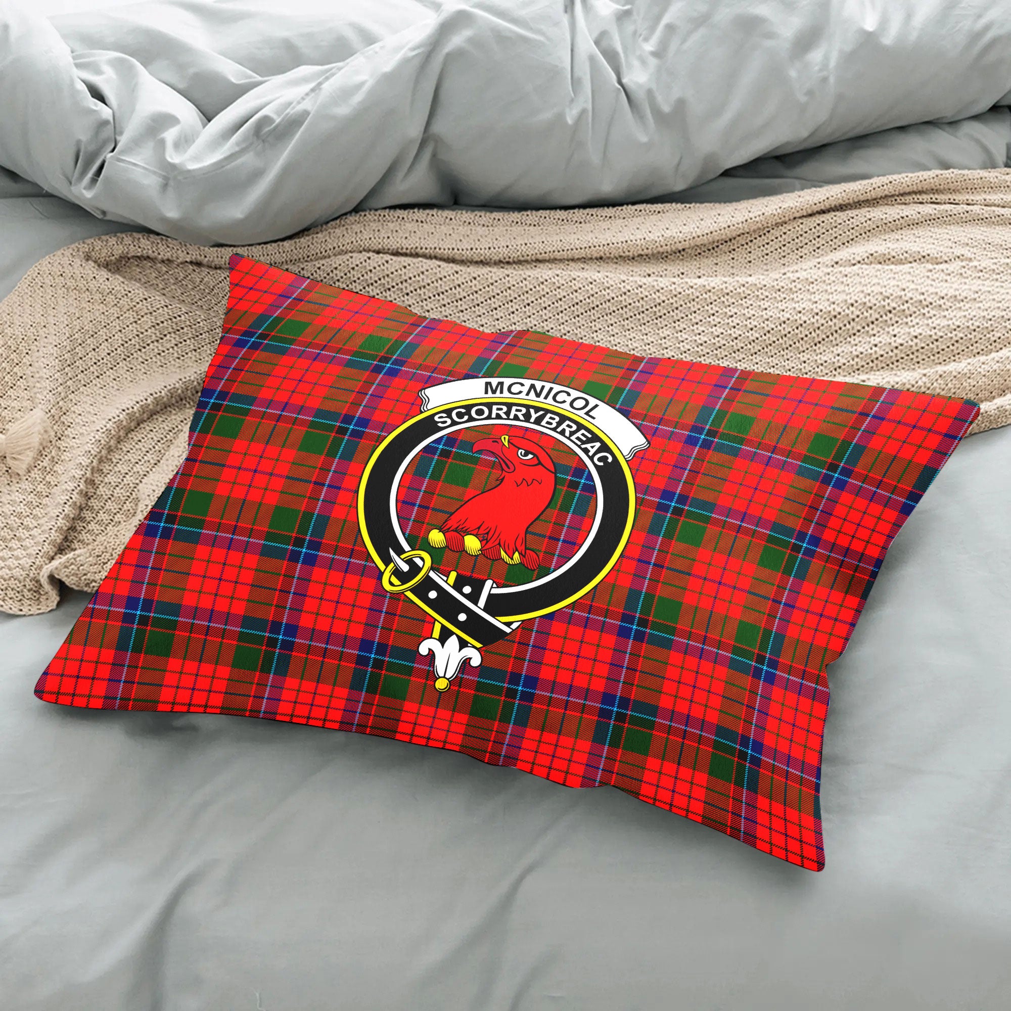 McNicol (of Scorrybreac) Tartan Crest Pillow Cover