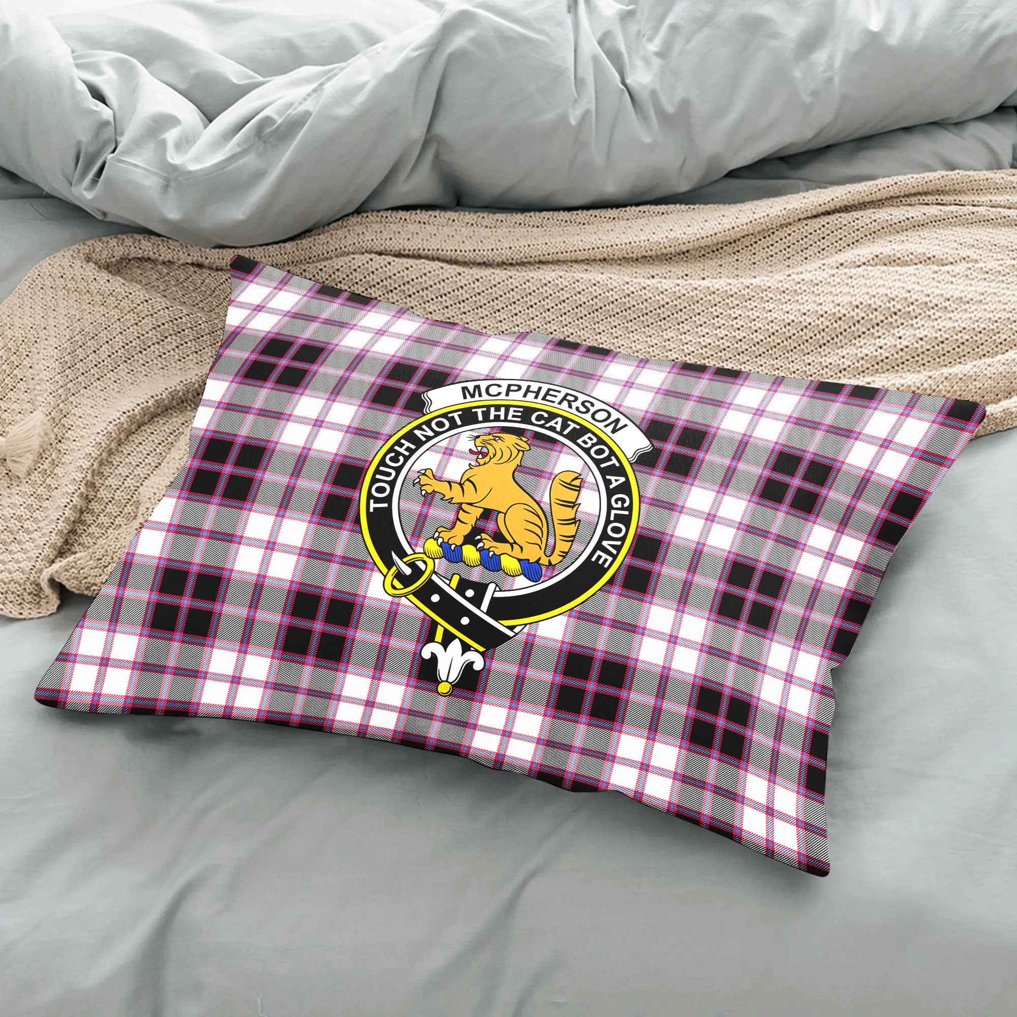 McPherson Hunting Modern Tartan Crest Pillow Cover